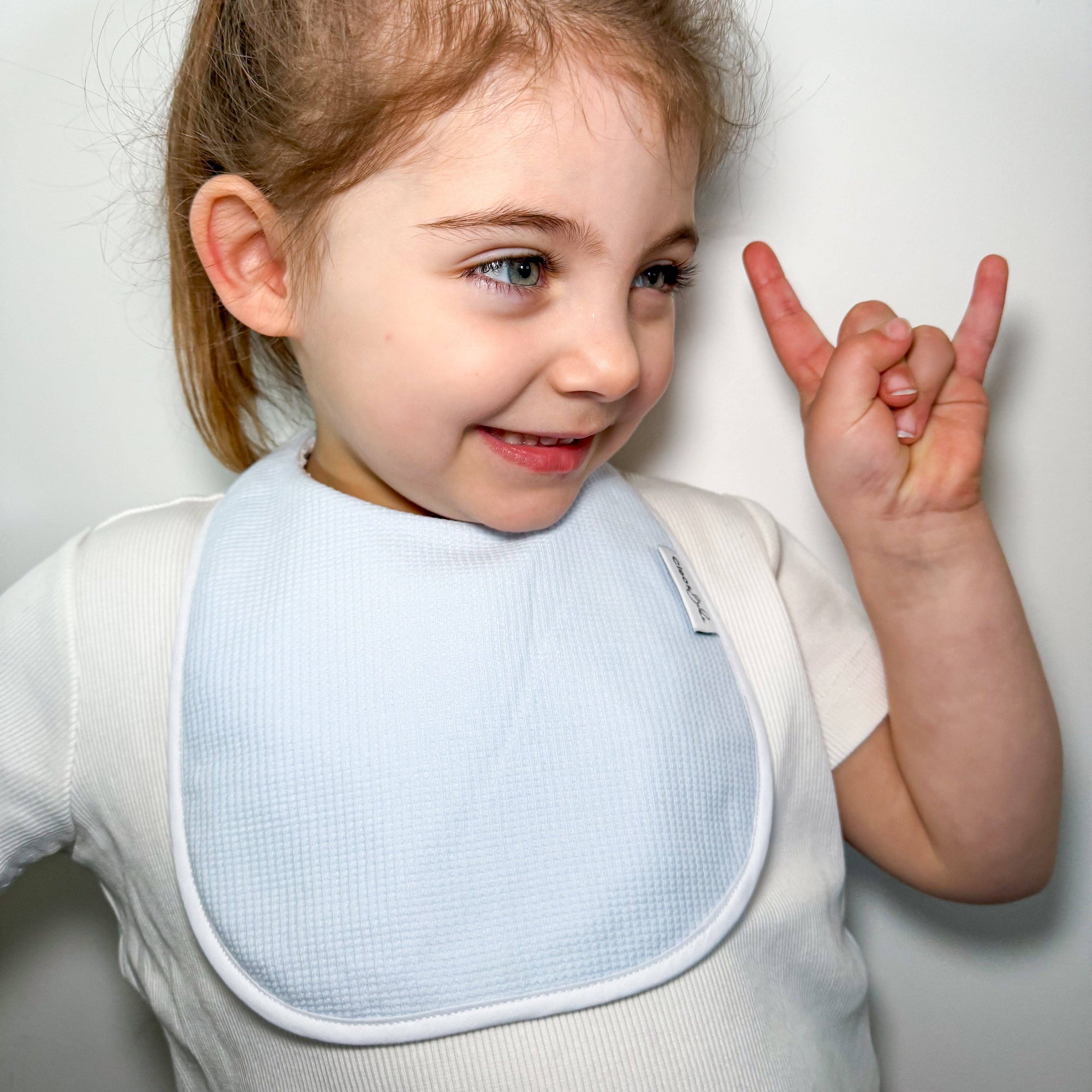 Cleo & Bebe Waterproof Bib Classic - Blue Waffle