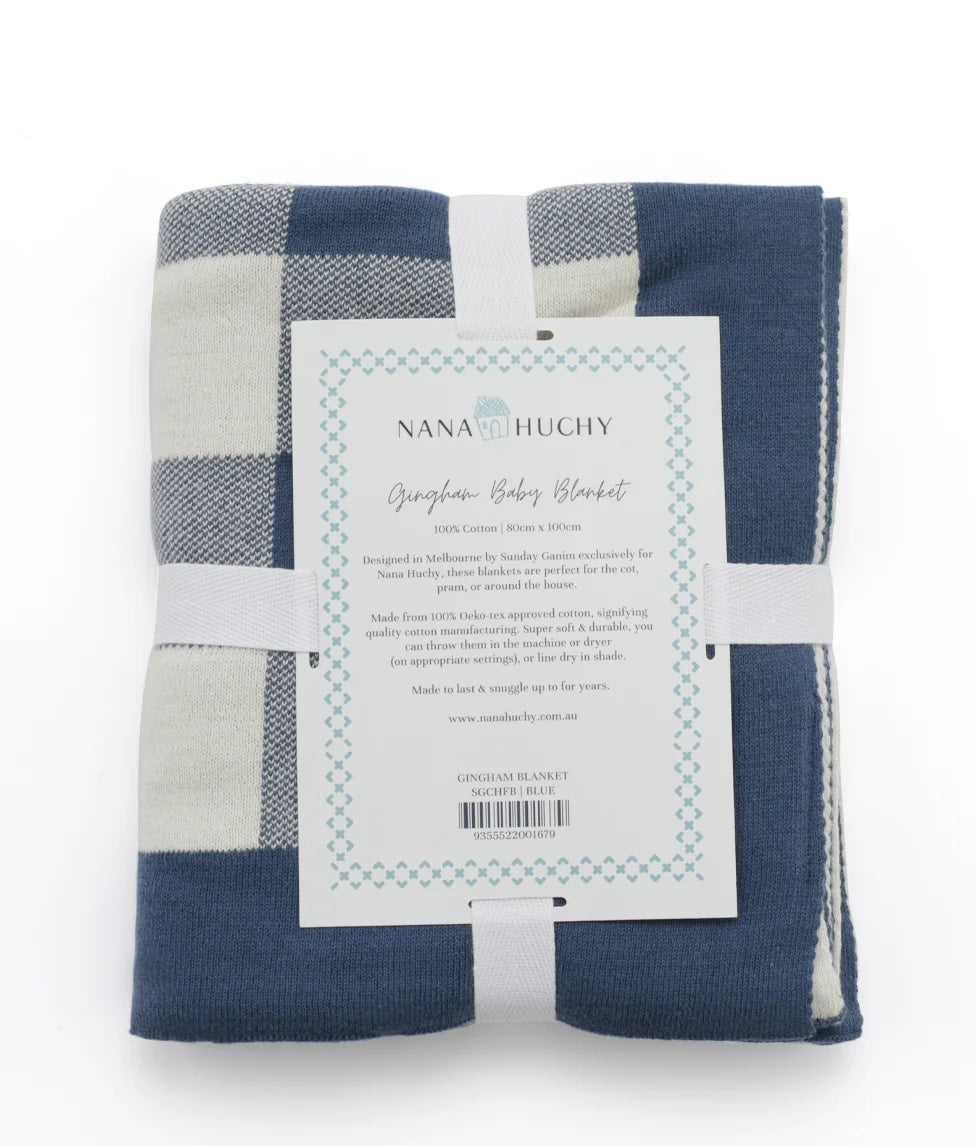 Nana Huchy Gingham Baby Blanket - Blue
