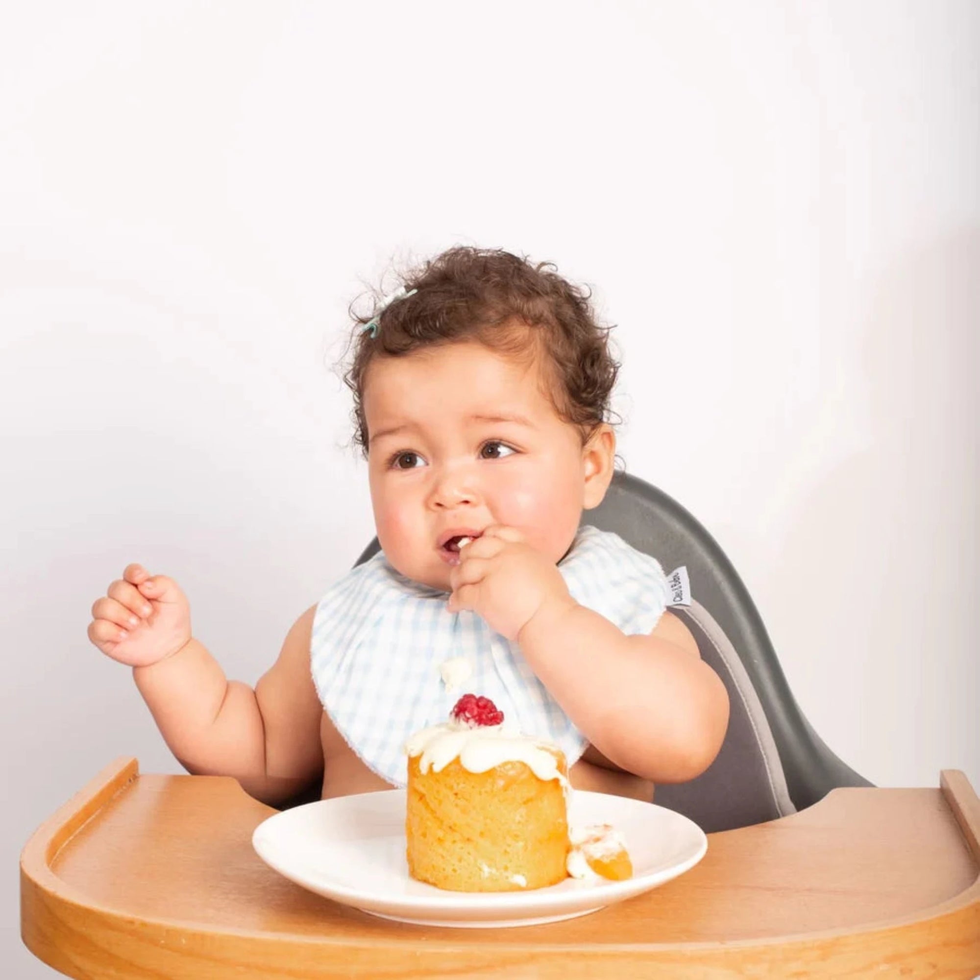 Cleo & Bebe Baby Blue Gingham - Waterproof Bandana Bib