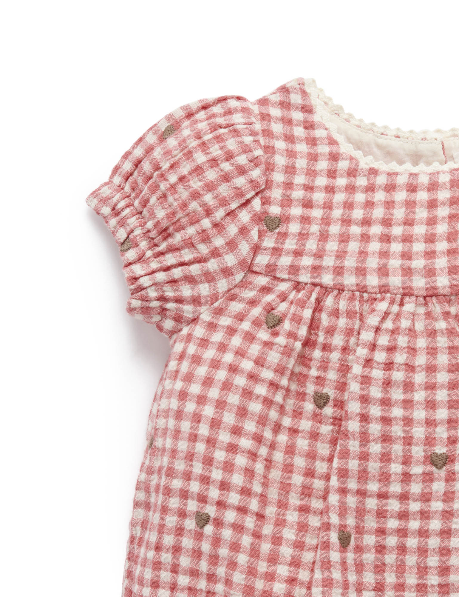 Purebaby Heart Broderie Embroidered Romper