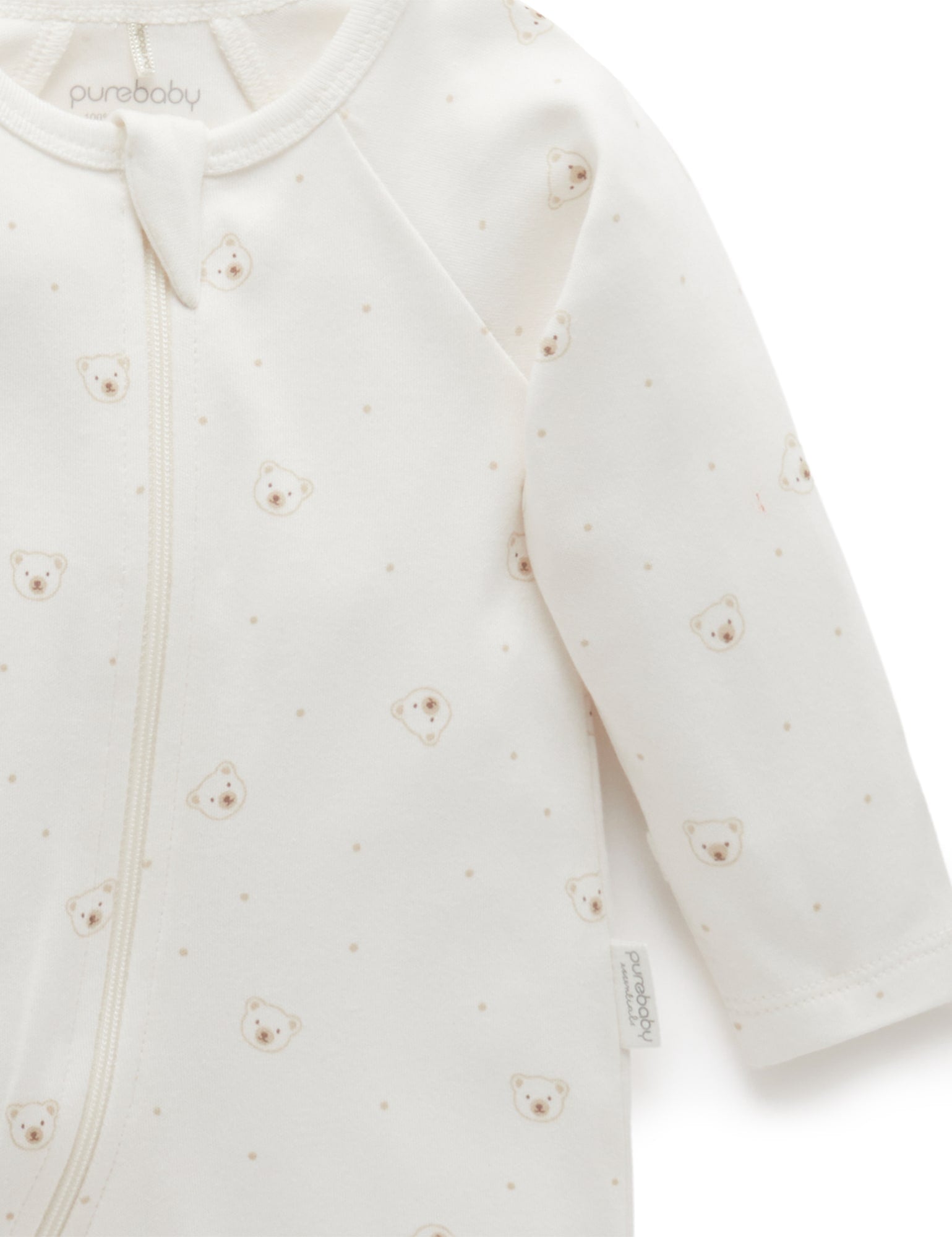 Purebaby 2 Pack Zip Growsuit - Vanilla Bear