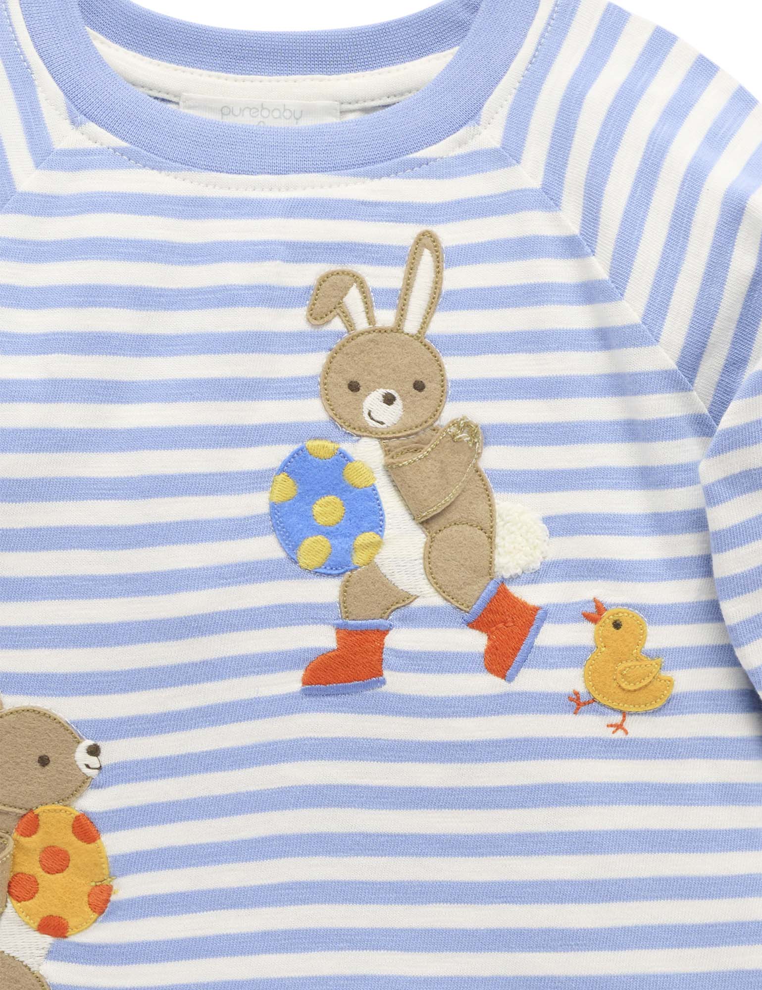 Purebaby Pond Stripe Easter Egg Thief Tee