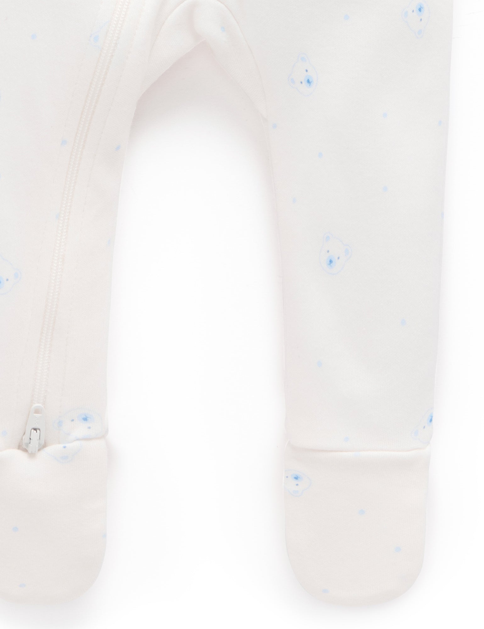 Purebaby Pale Blue Bear Pack Zip Growsuit & Hat Set