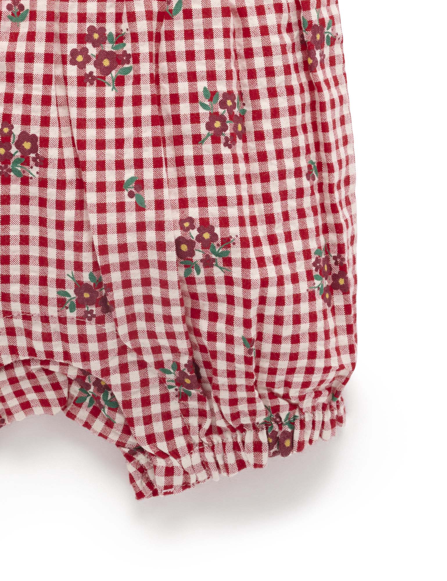 Festive Gingham Ruffle Romper