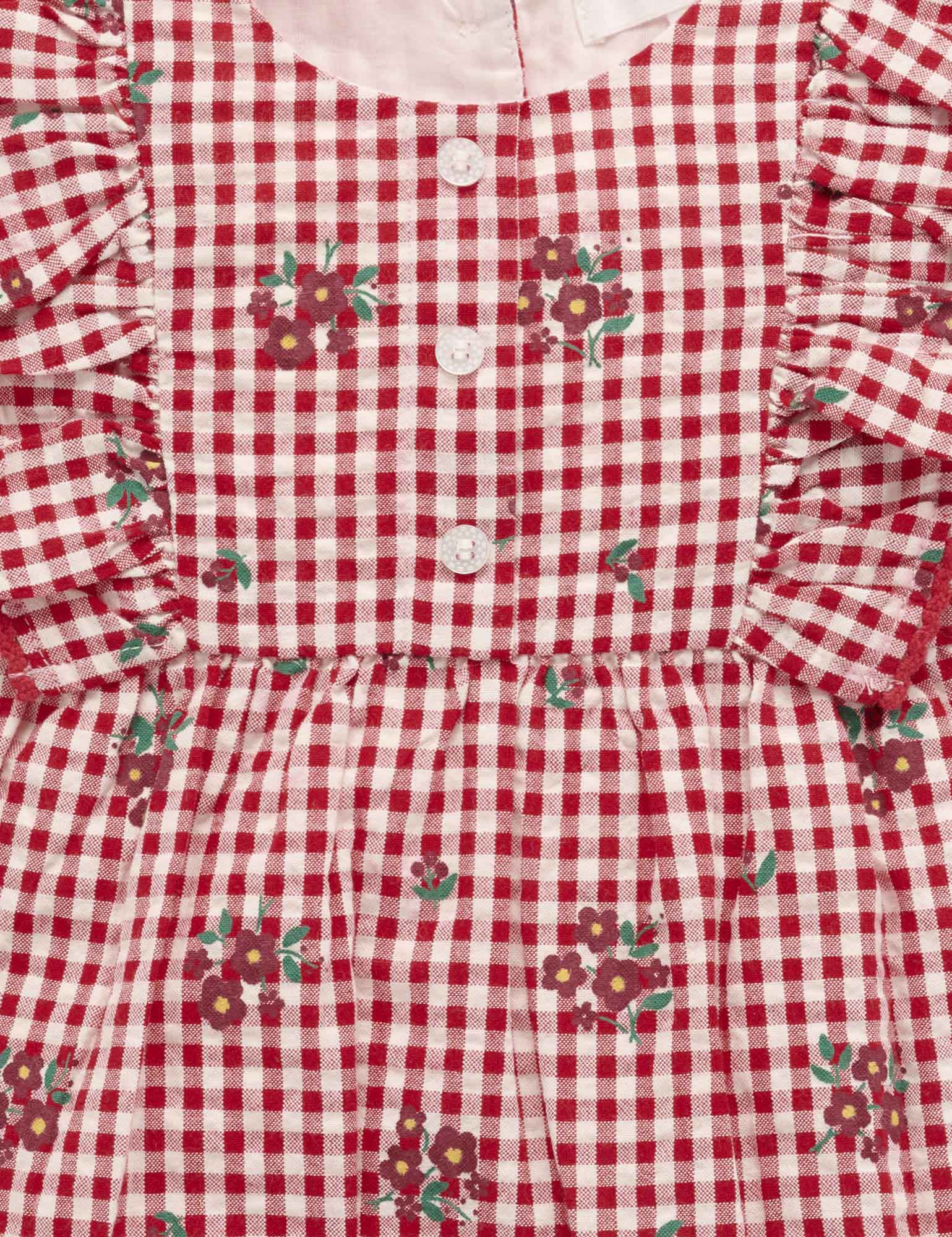 Festive Gingham Ruffle Romper