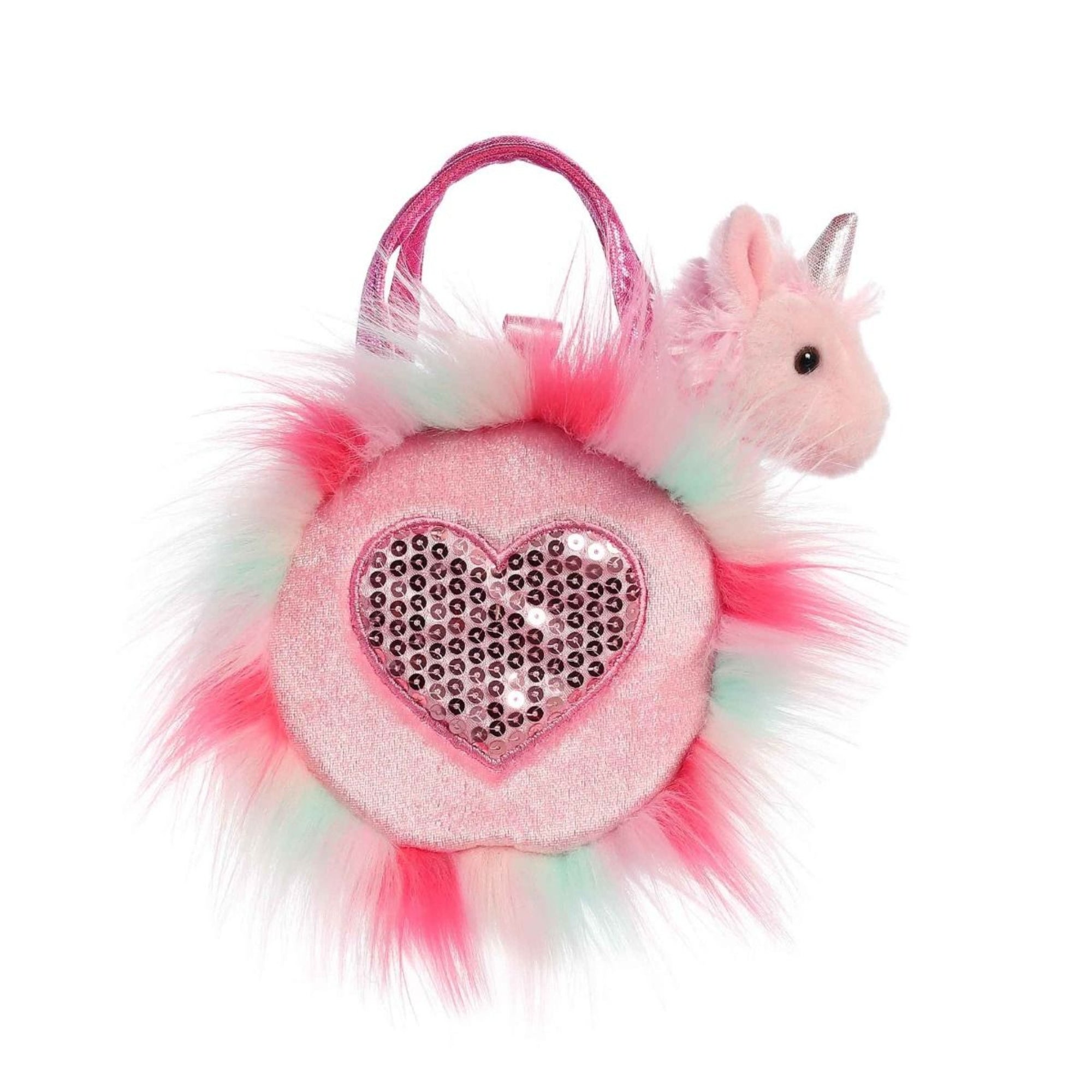 Fancy Pals Unicorn in Fluffy Pink Heart Bag