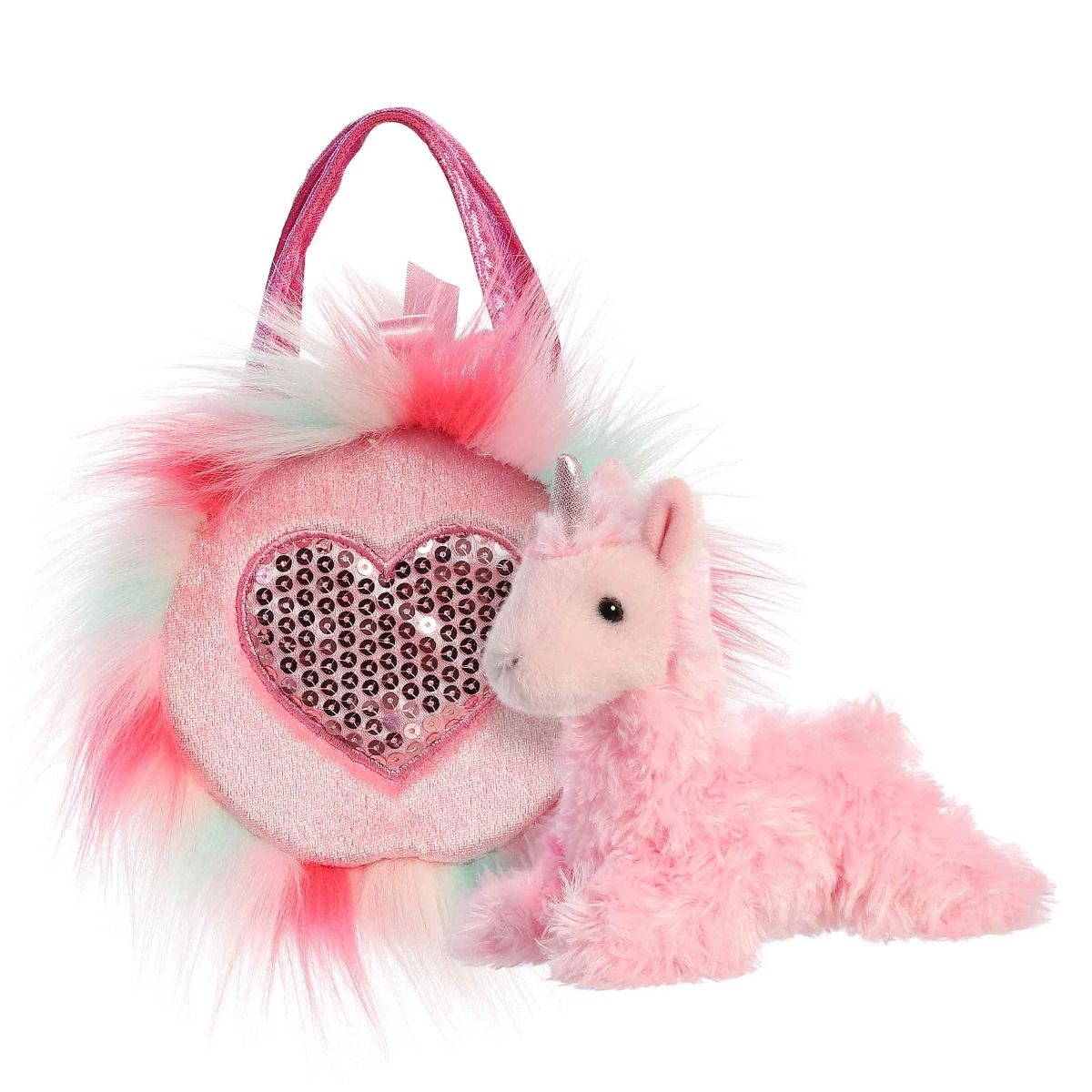 Fancy Pals Unicorn in Fluffy Pink Heart Bag