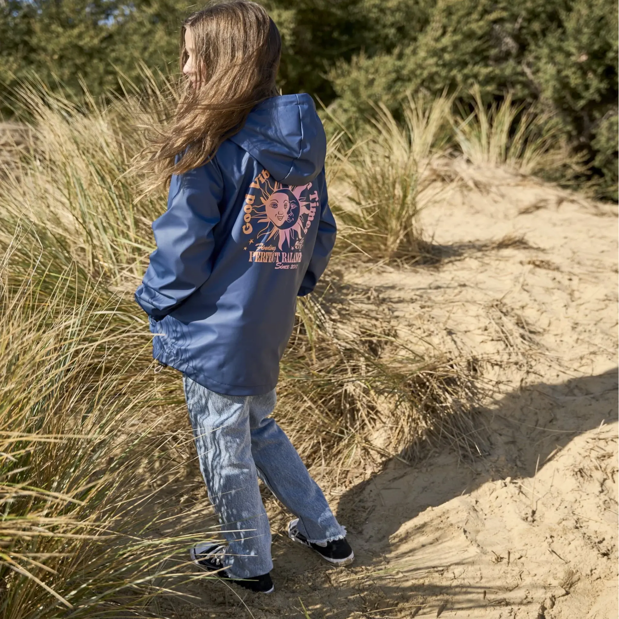 Alphabet Soup Balance Raincoat - Navy