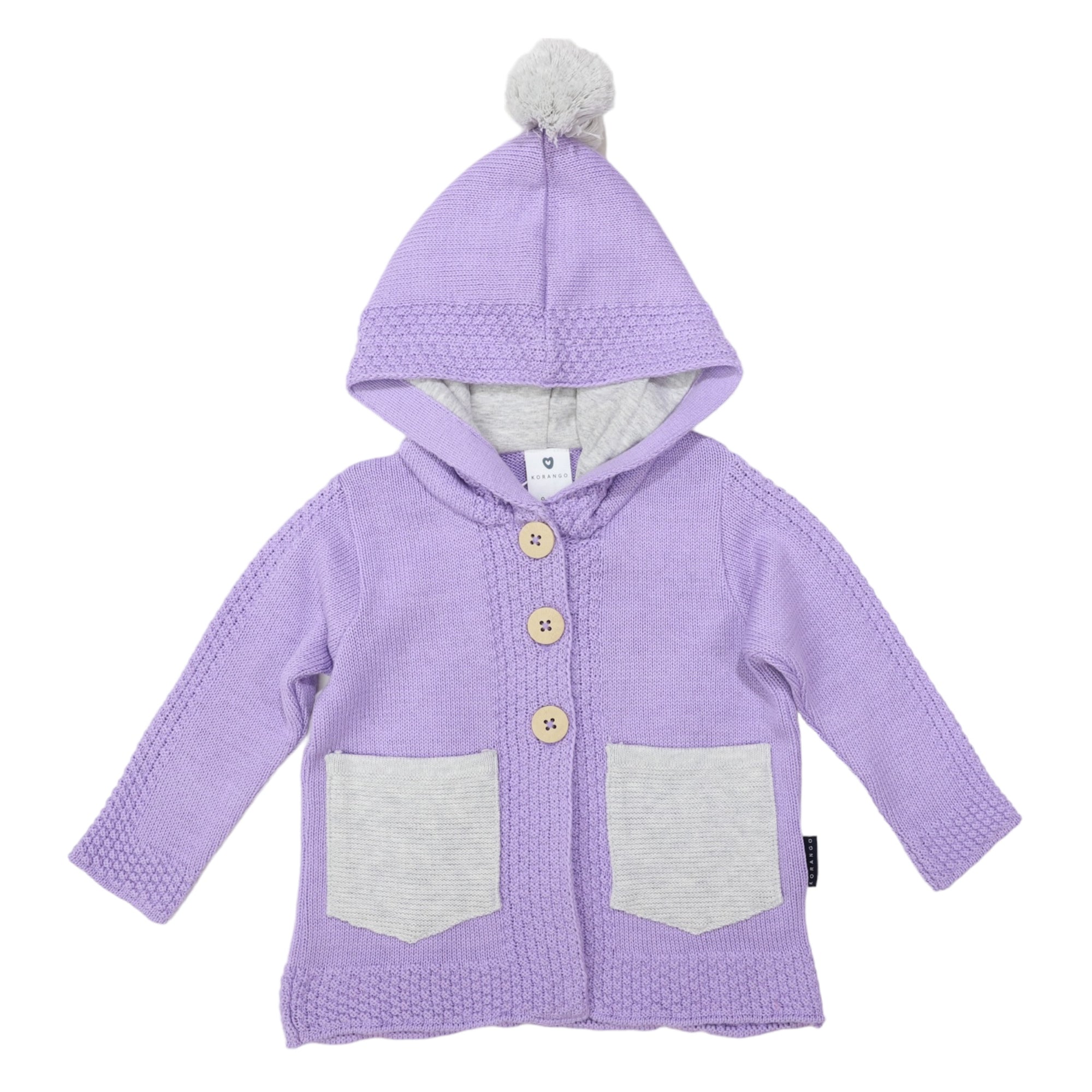 Korango Hooded Lined Knit Jacket - Lavender