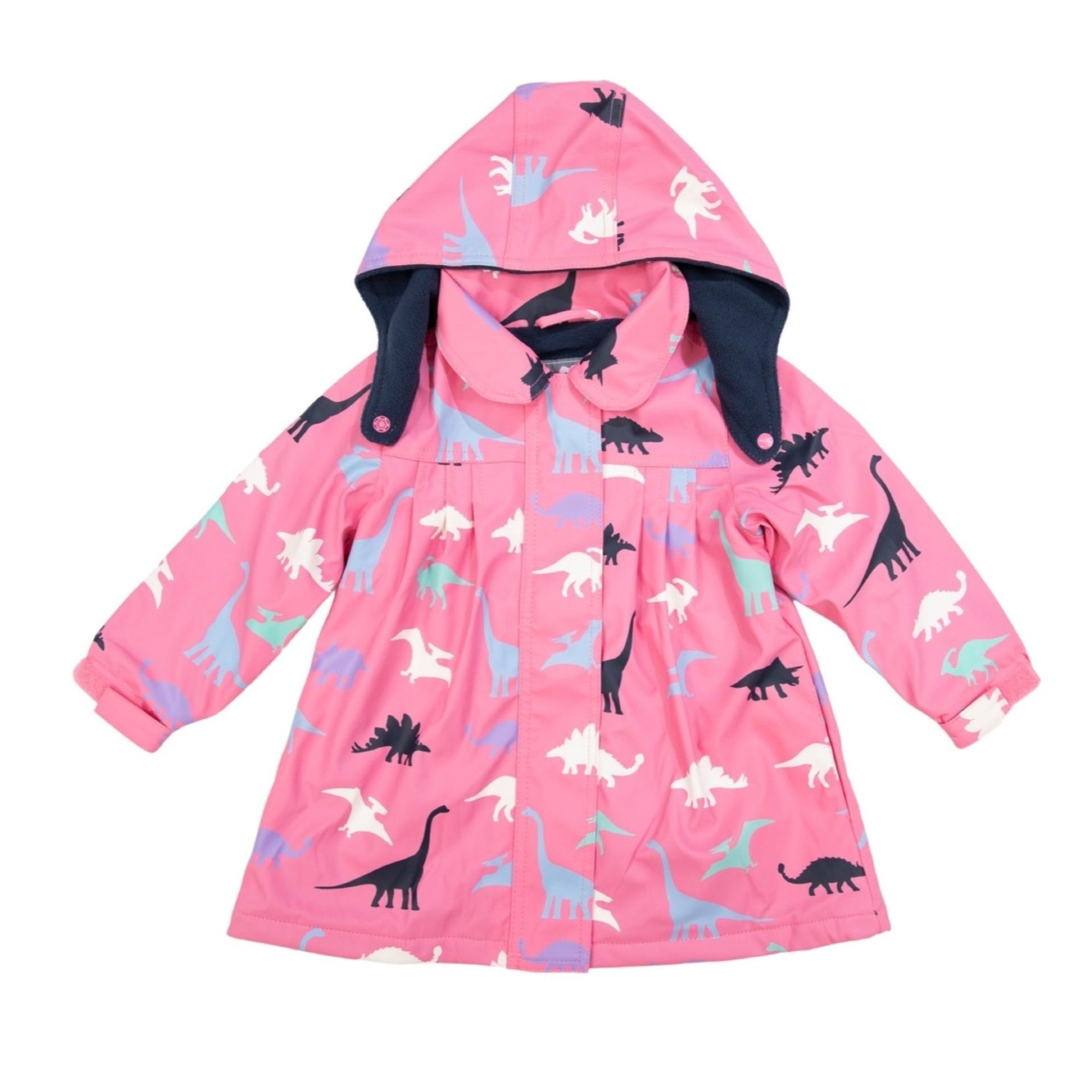 Korango Girl Dino Colour Change Raincoat - Hot Pink