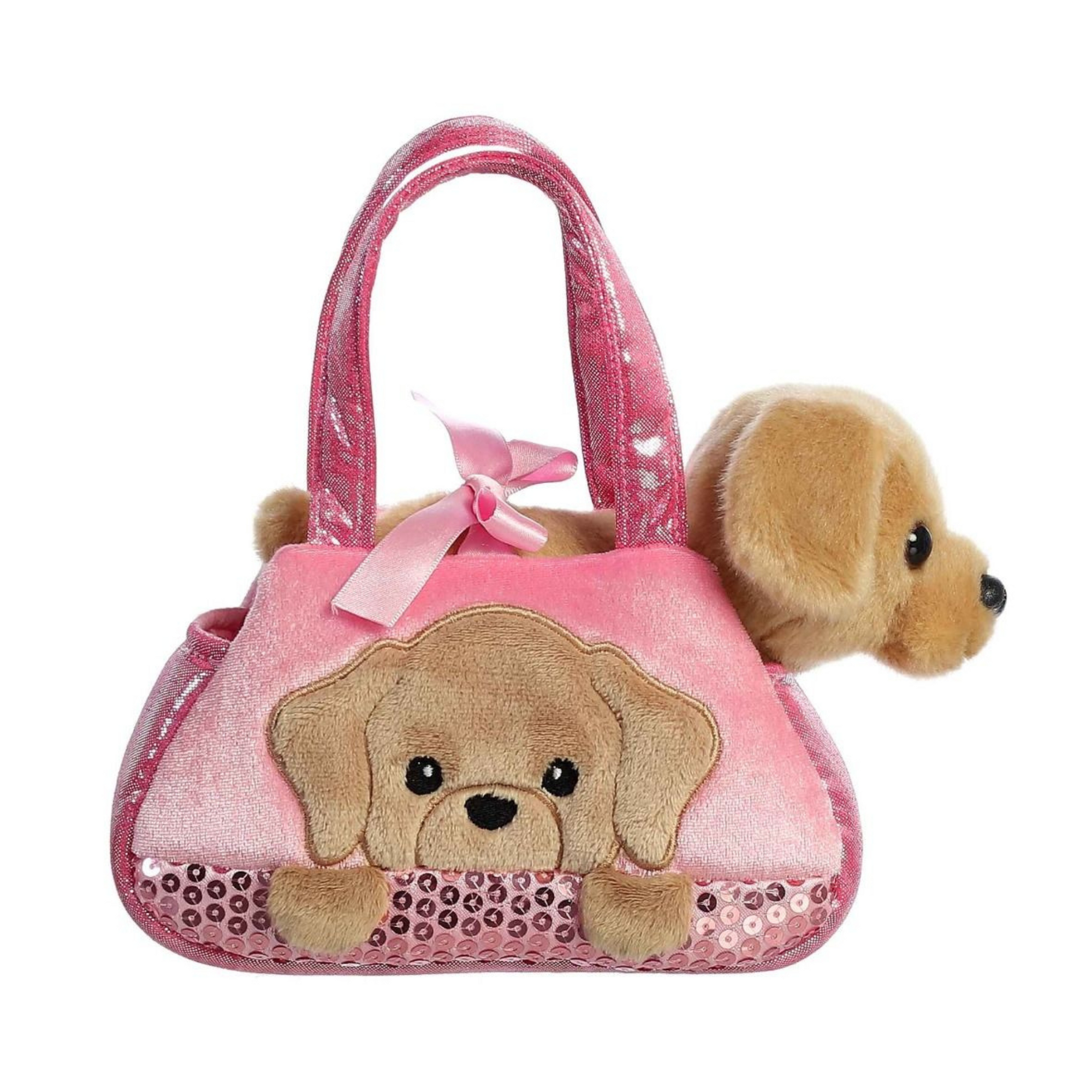 Fancy Pals Peek A Boo Lab in a Pink Bag