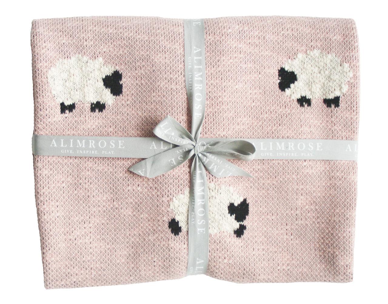 Alimrose 'Baa Baa" Organic Knit Blanket -Pink - Blanket - Alimrose