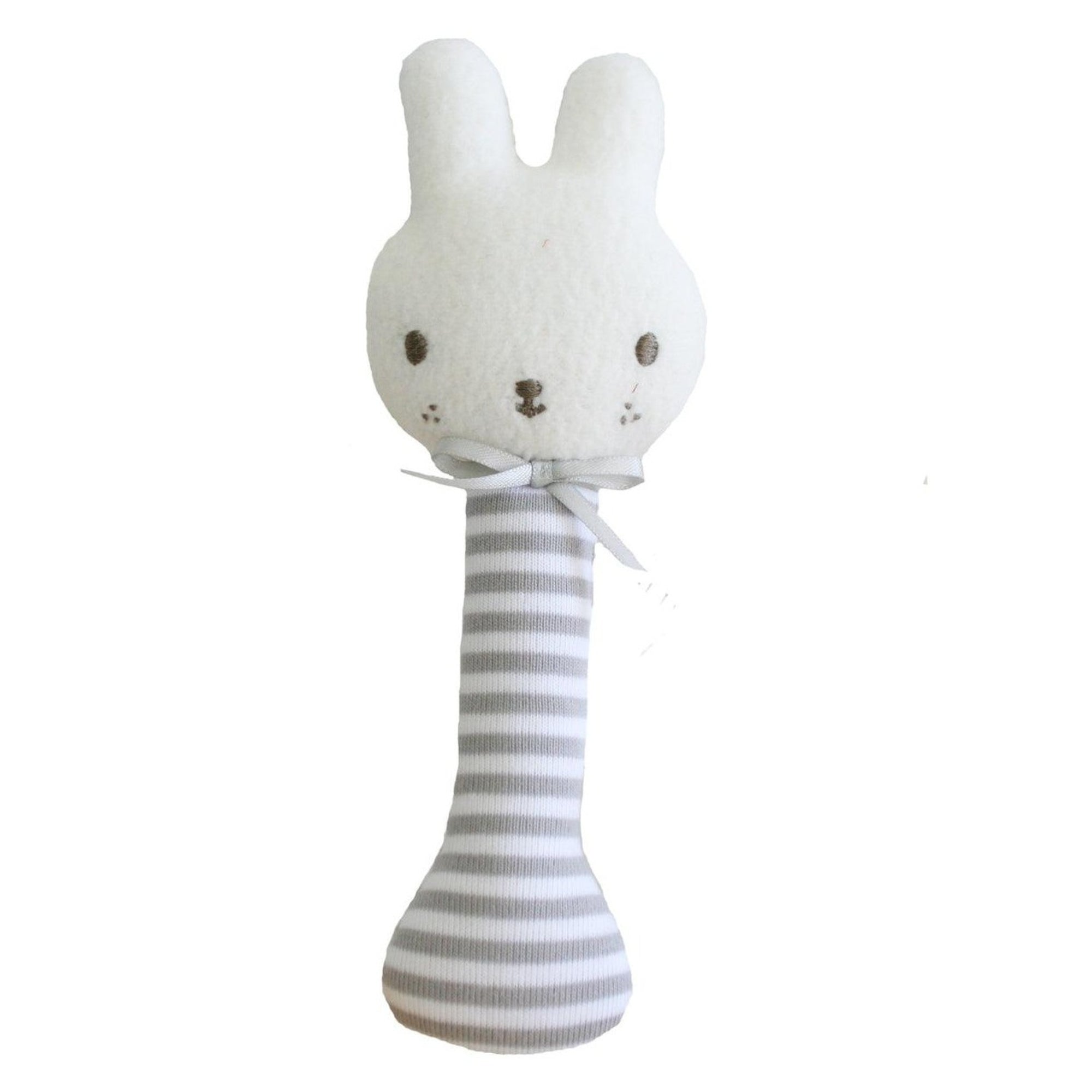 Alimrose Baby Bunny Stick Rattle - Grey - rattles - Alimrose