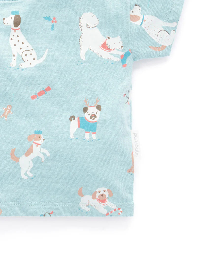 Purebaby Puppy Christmas T Shirt - Puppy Christmas Print