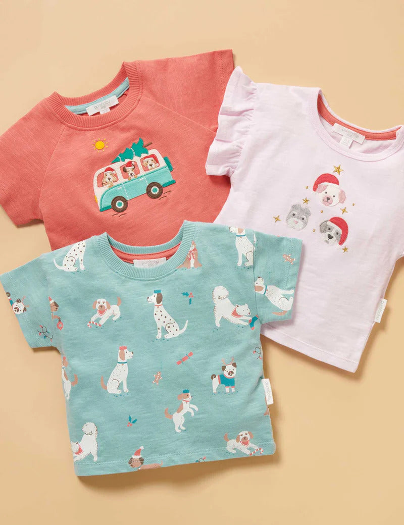 Purebaby Puppy Christmas T Shirt - Puppy Christmas Print