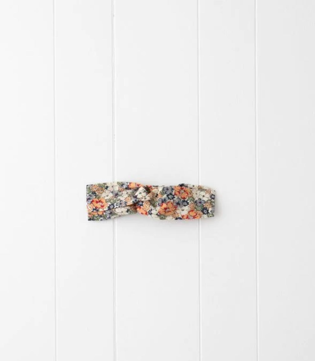 Smox Rox Gennie Knot Headband - Navy and Peach Floral