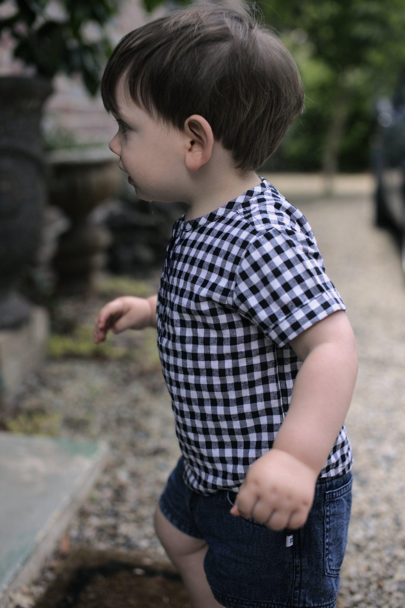 Minouche Remy Shirt - Black/White Gingham - Boy top - Minouche