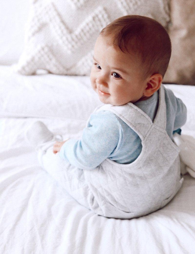 Purebaby Quilted Overall - Soft Grey Melange - Baby Overall - Purebaby