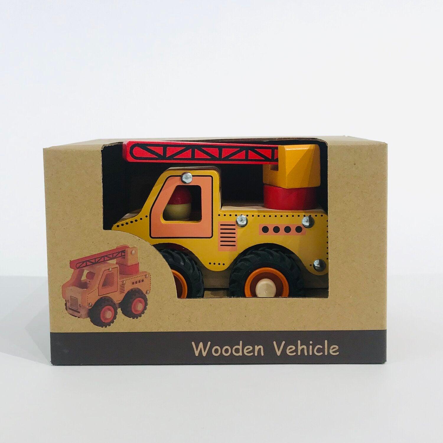 Wooden Toy Crane - Yellow - Toys - Toyslink