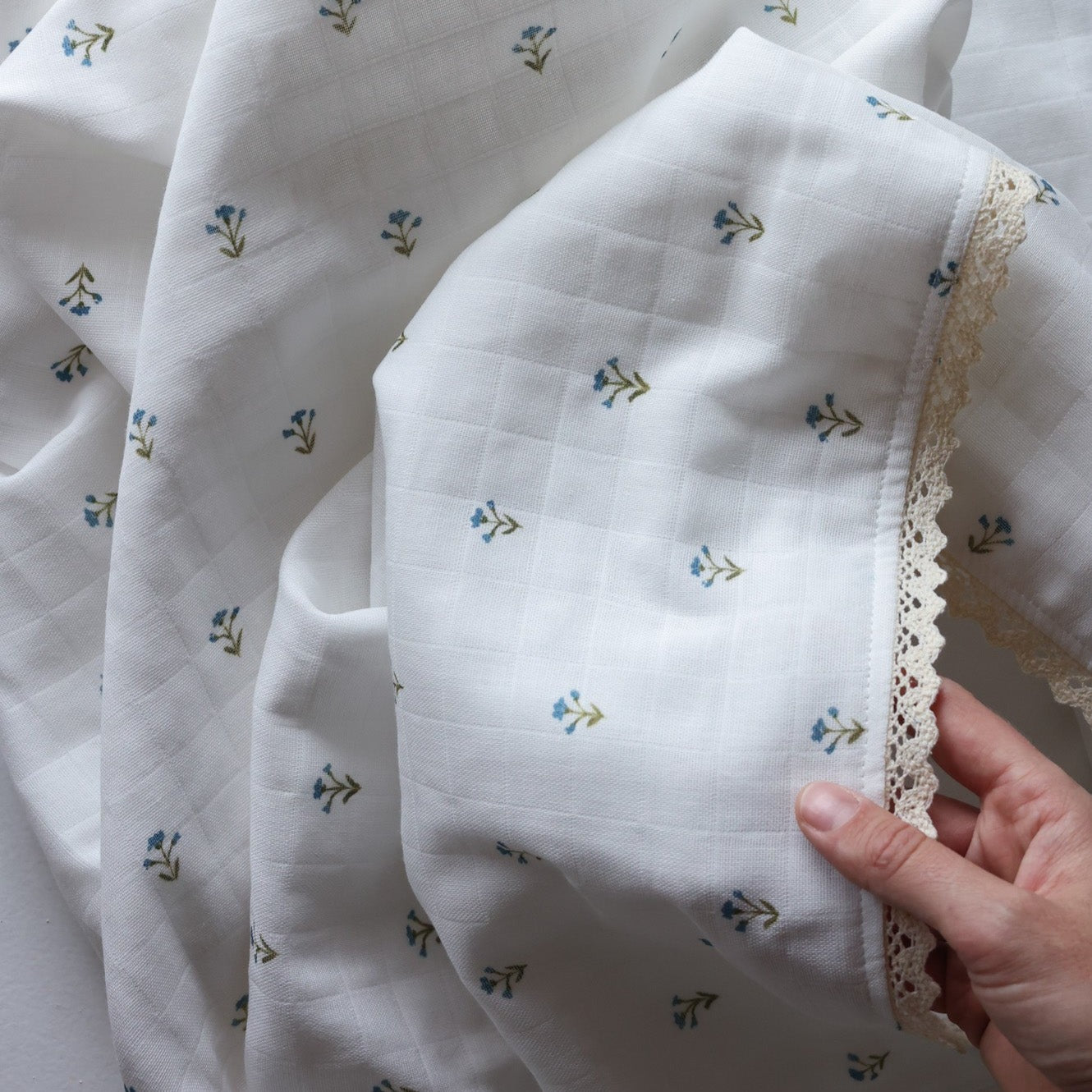 Fledge And Thread Heirloom blanket - Bunny and blue floral