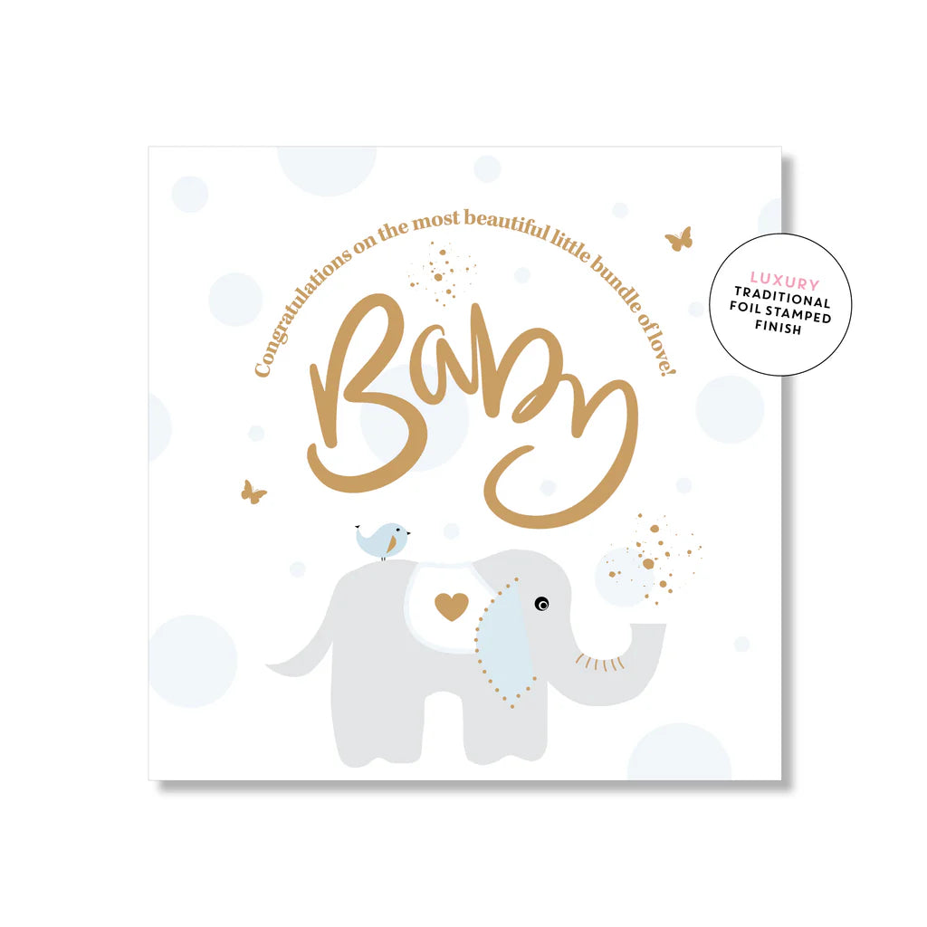 Mini Card Baby Elephant Blue