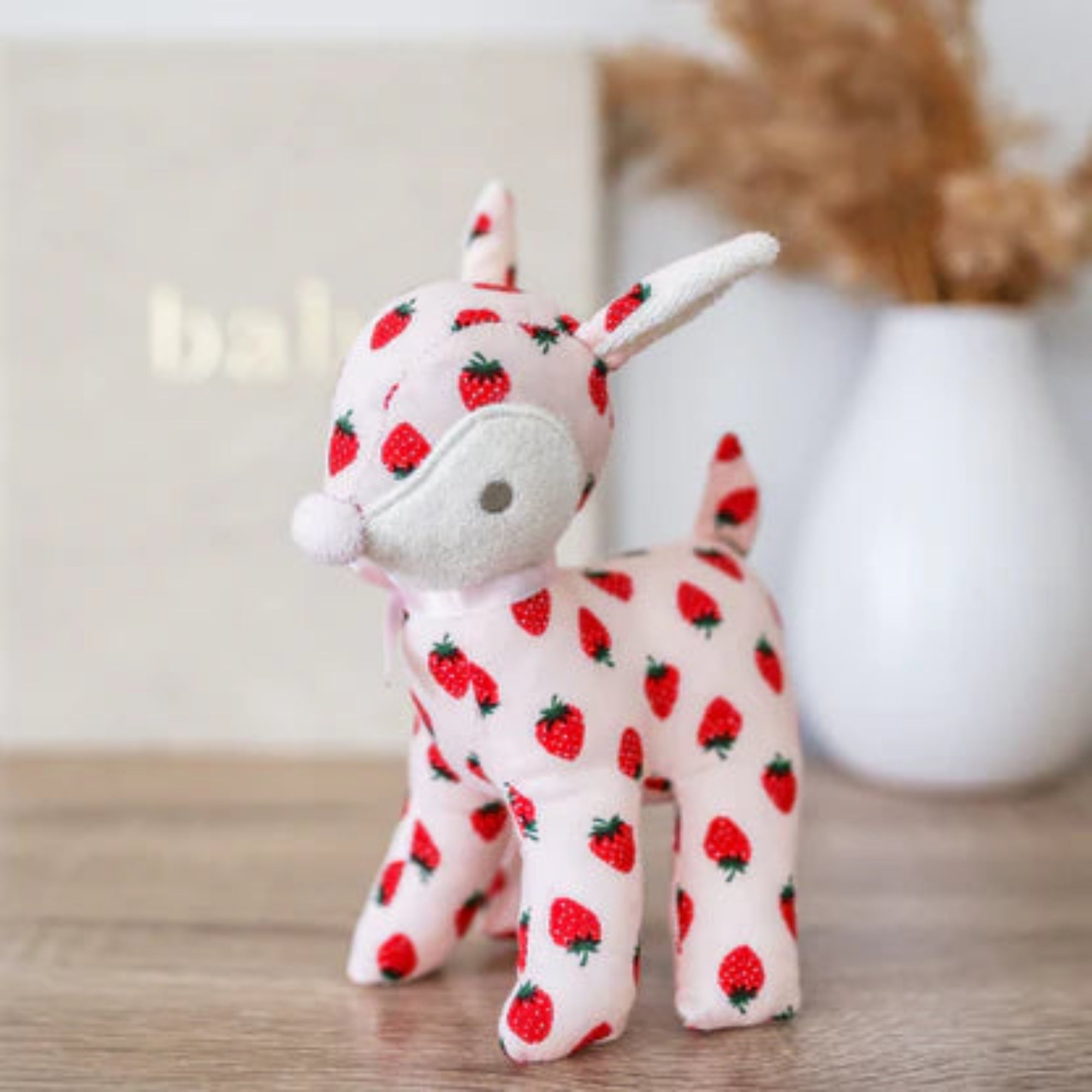Alimrose Baby Deer Rattle - Strawberry