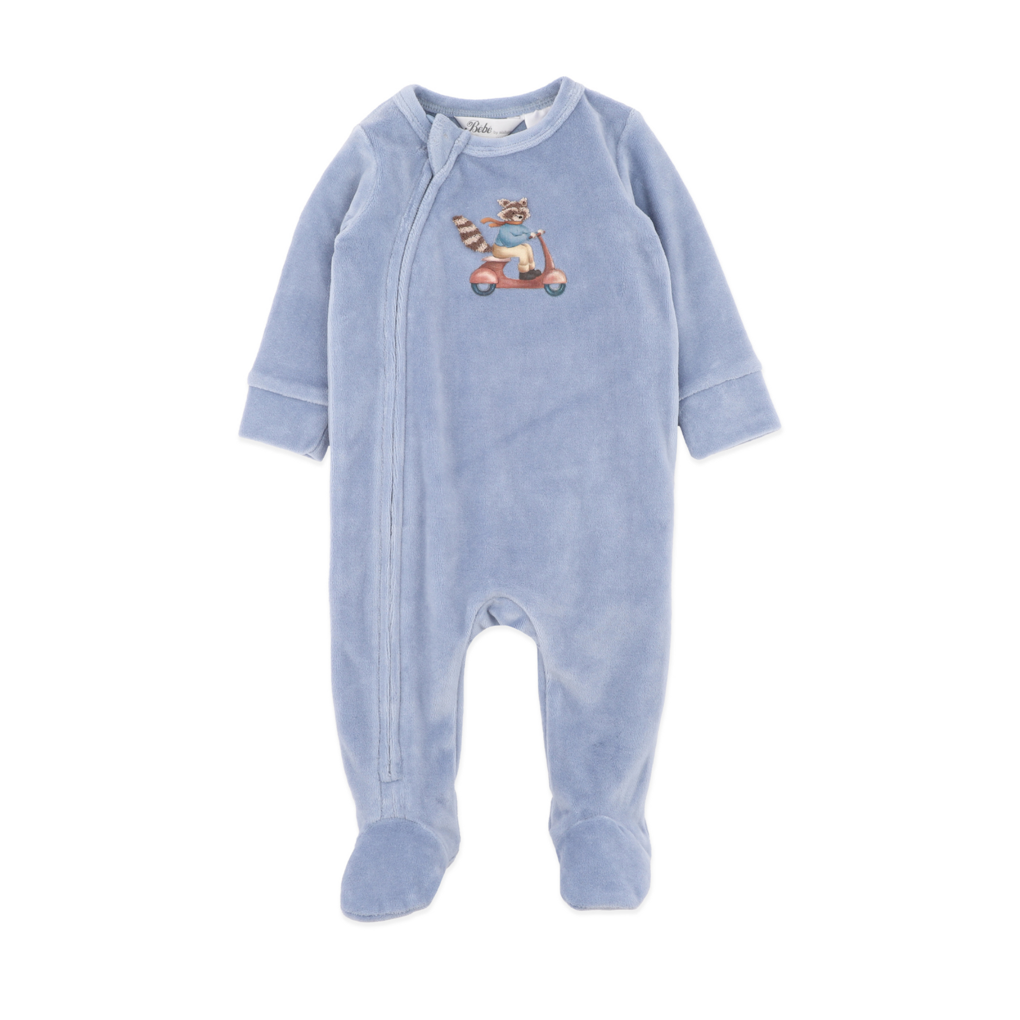 Bebe Alvin velour zip onesie - Dusky blue