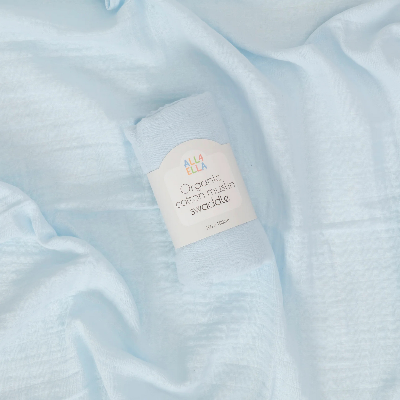 All 4 Ella Muslin Swaddle - Baby Blue