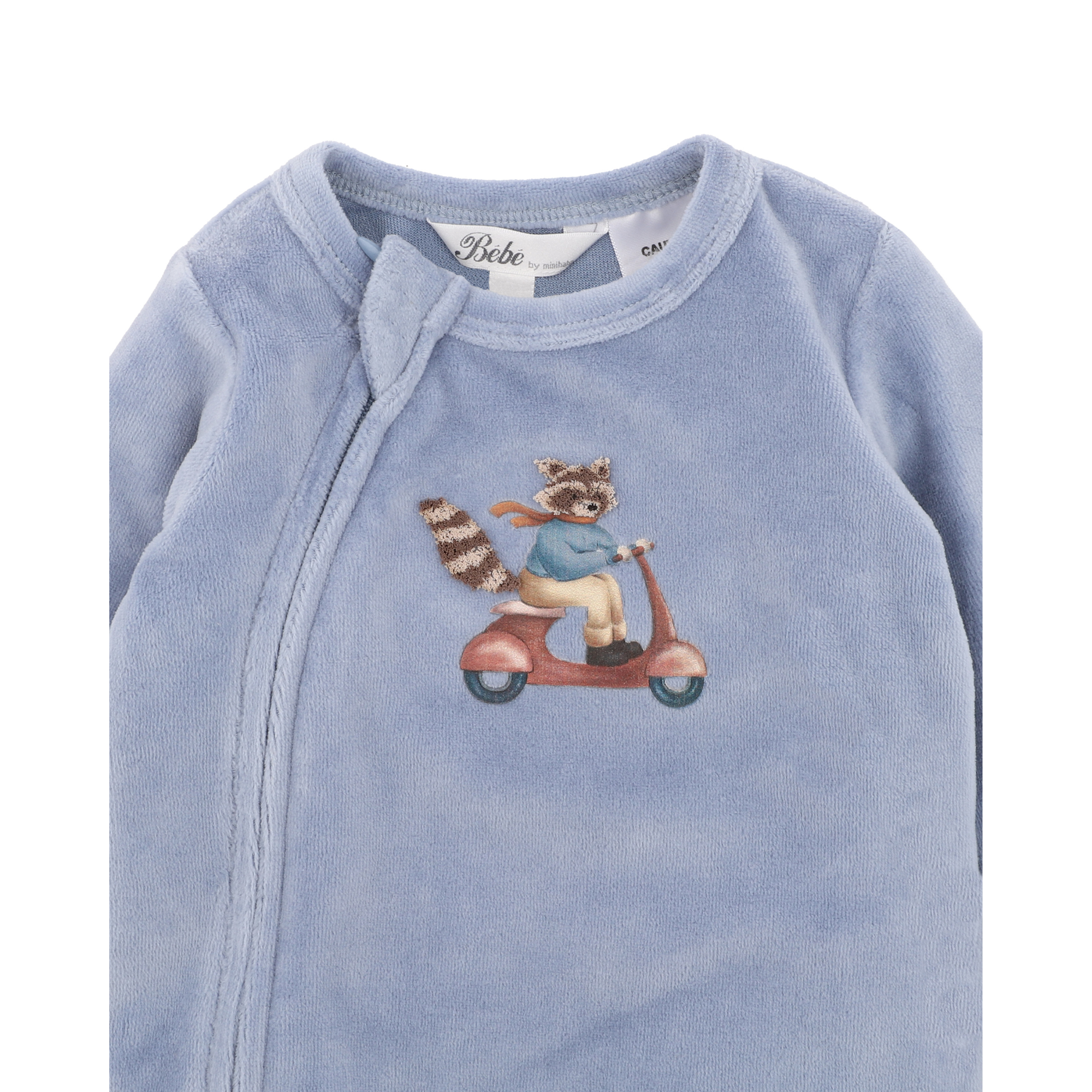 Bebe Alvin velour zip onesie - Dusky blue