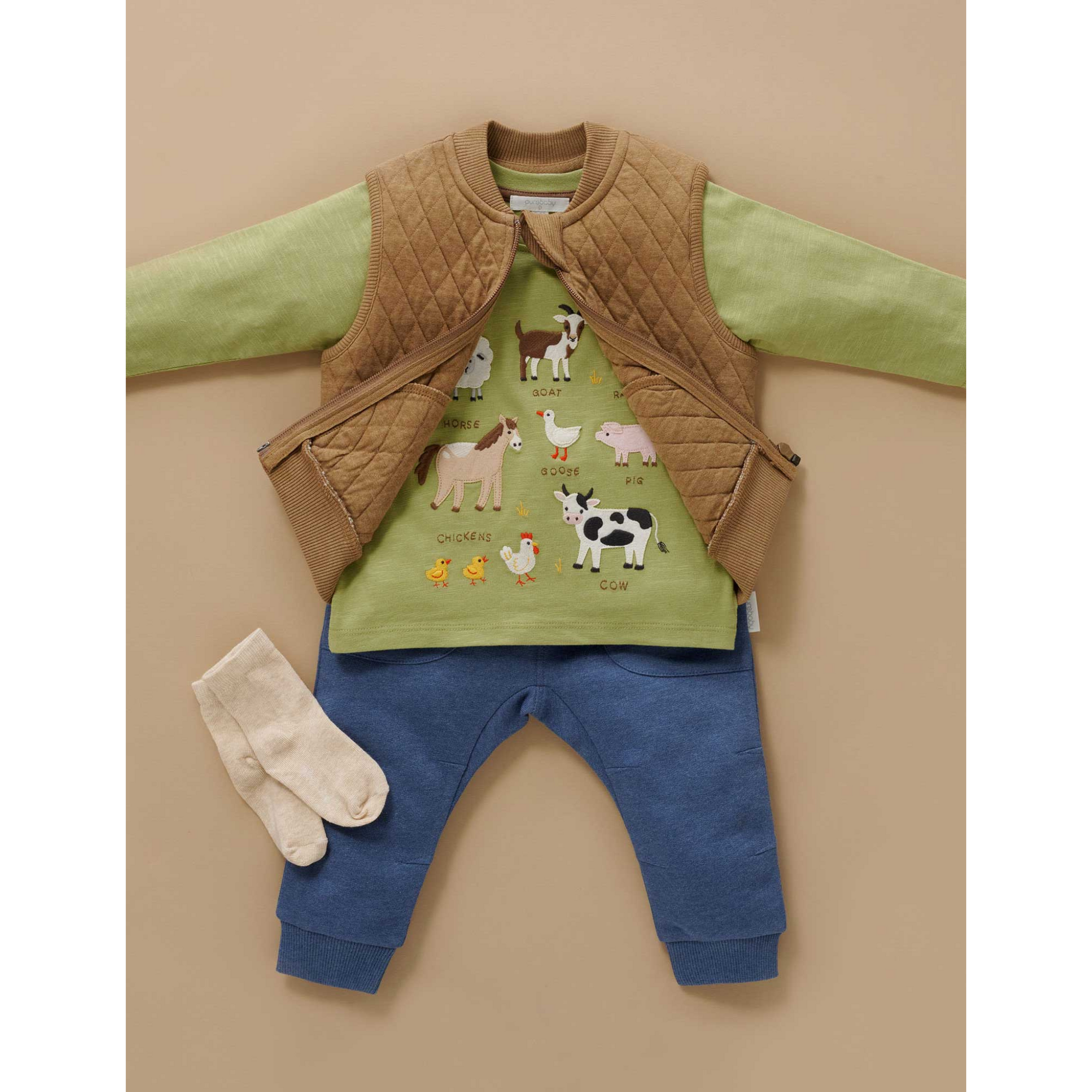 Purebaby Quilted Vest - Barn Melange