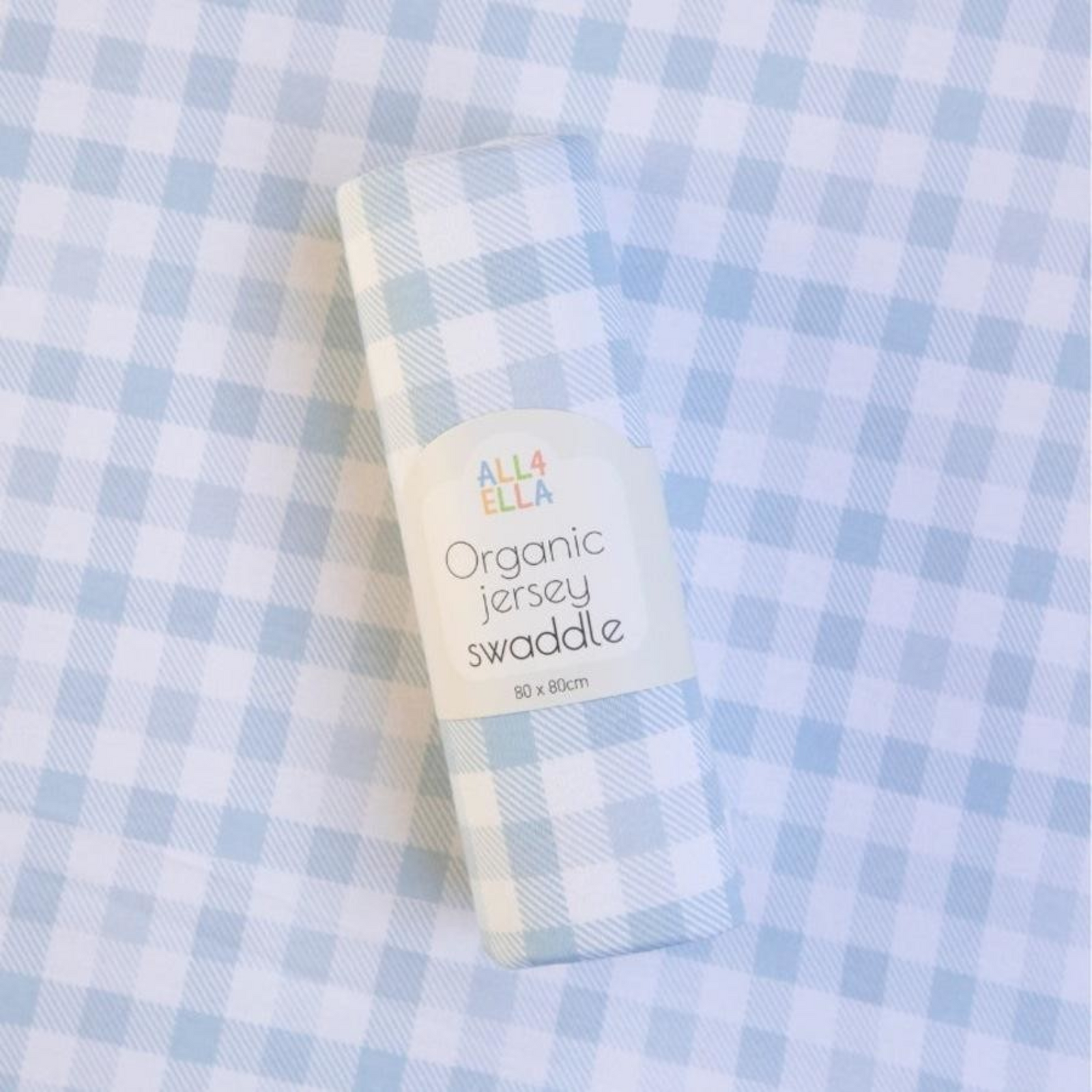 All 4 Ella Jersey Swaddle - Gingham Blue