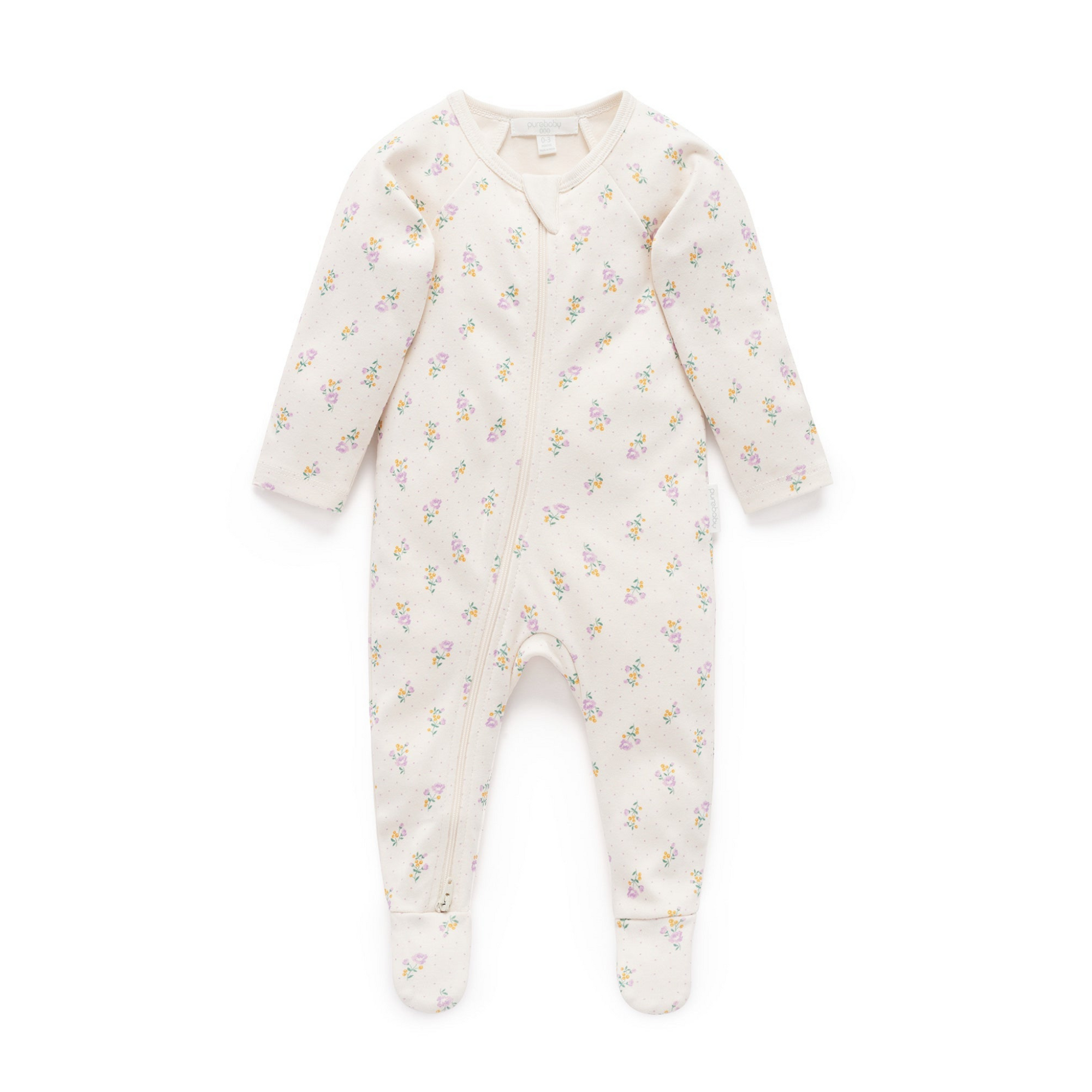 Purebaby Thick Zip Growsuit - Primrose Print