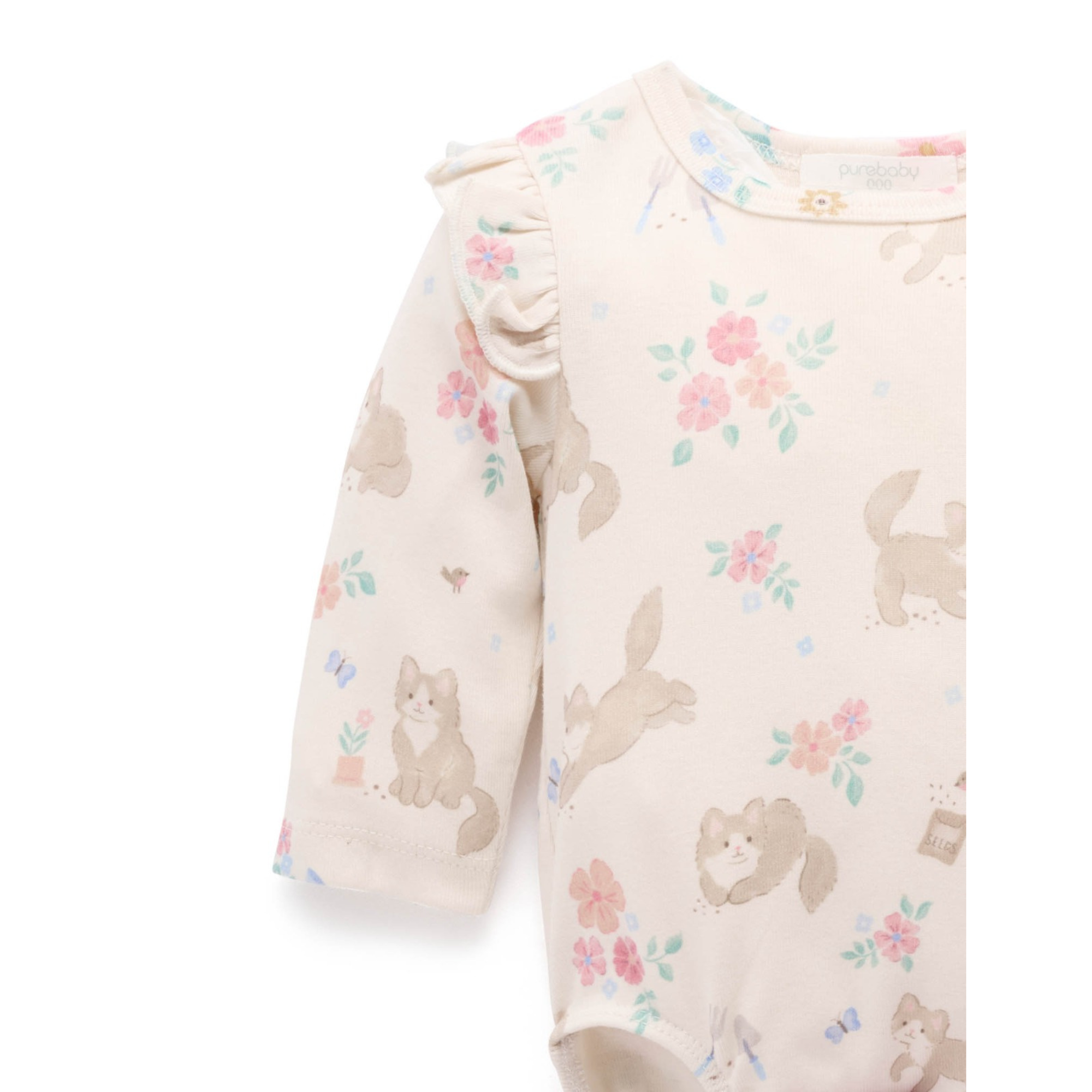 Purebaby 3 Piece Gift Set - Garden Kitten Print