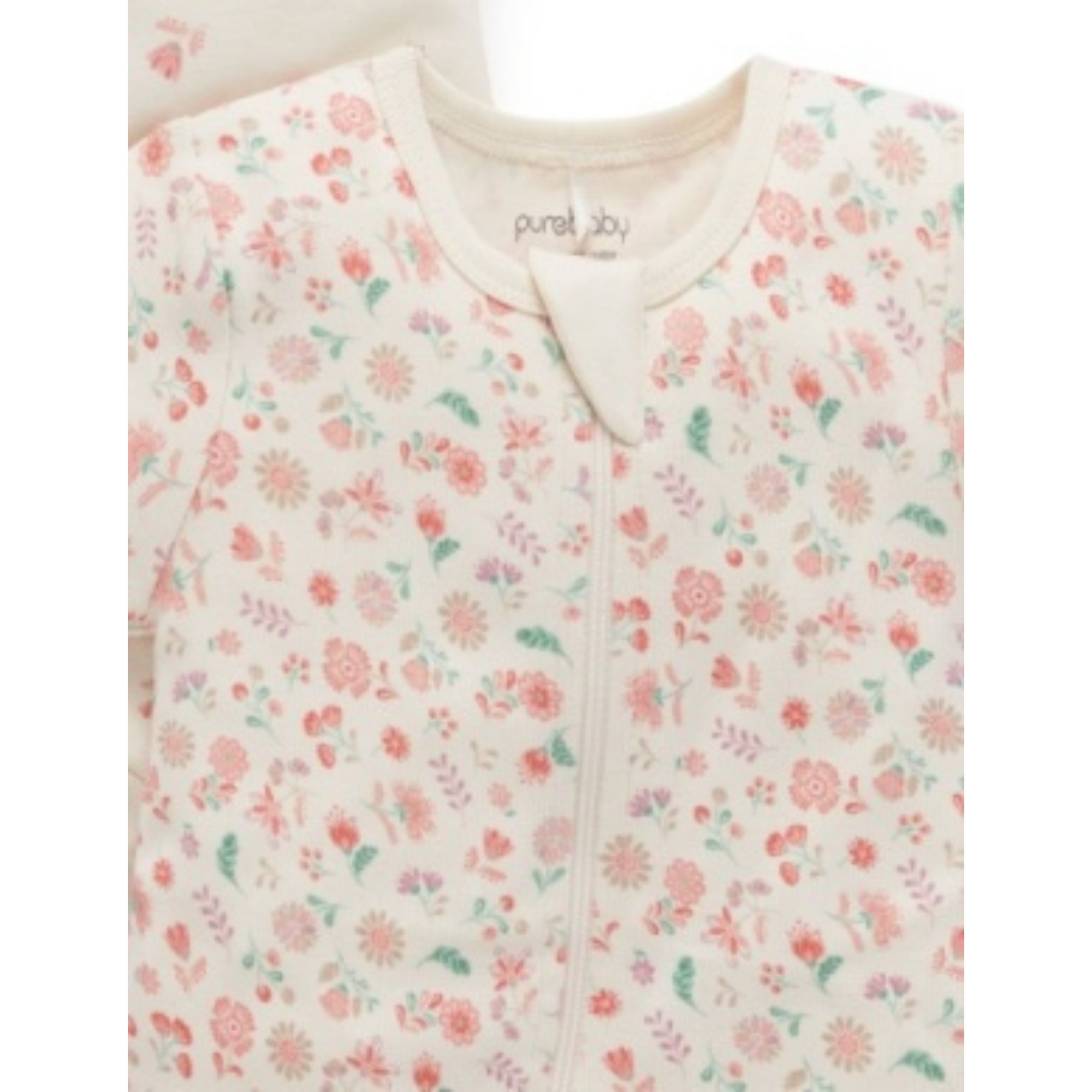 Purebaby 2 Pack S/Slv Digital Growsuit - Emilia Print