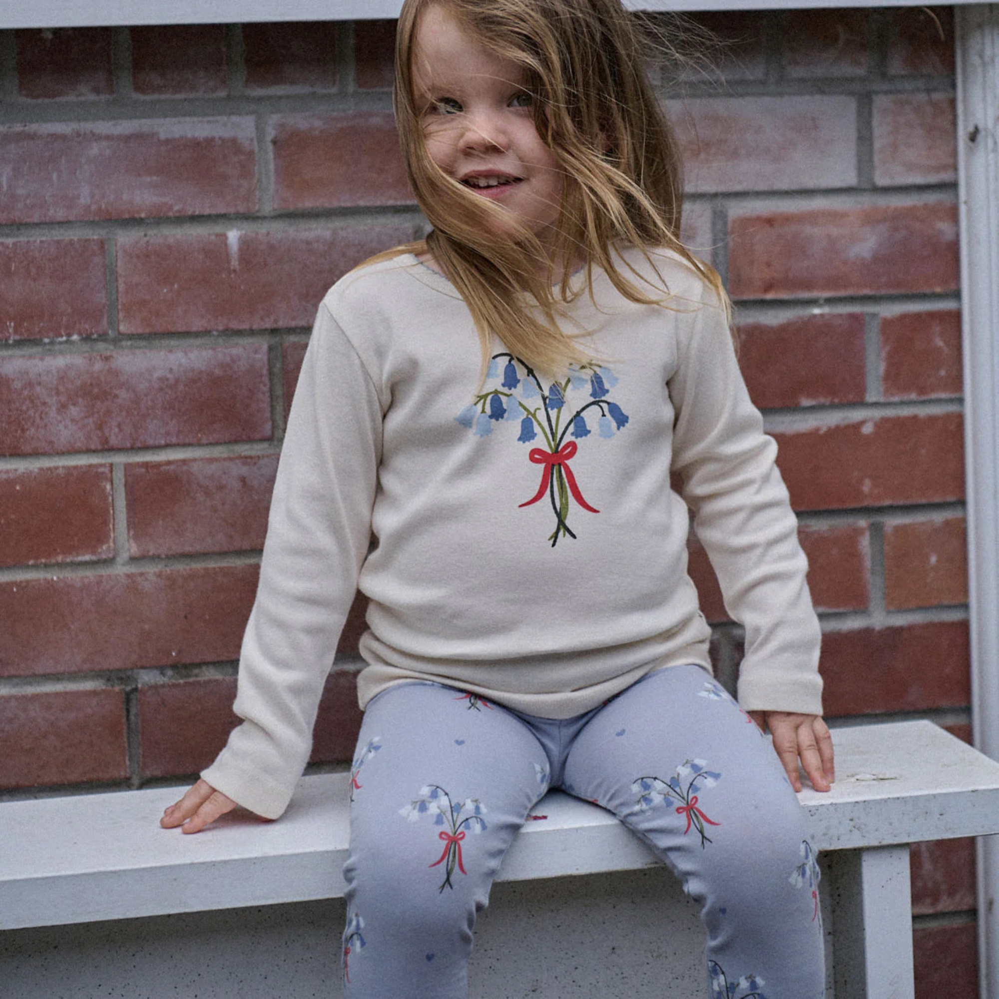Nature Baby Long Sleeve Cloud Tee - Bluebelle Natural Print