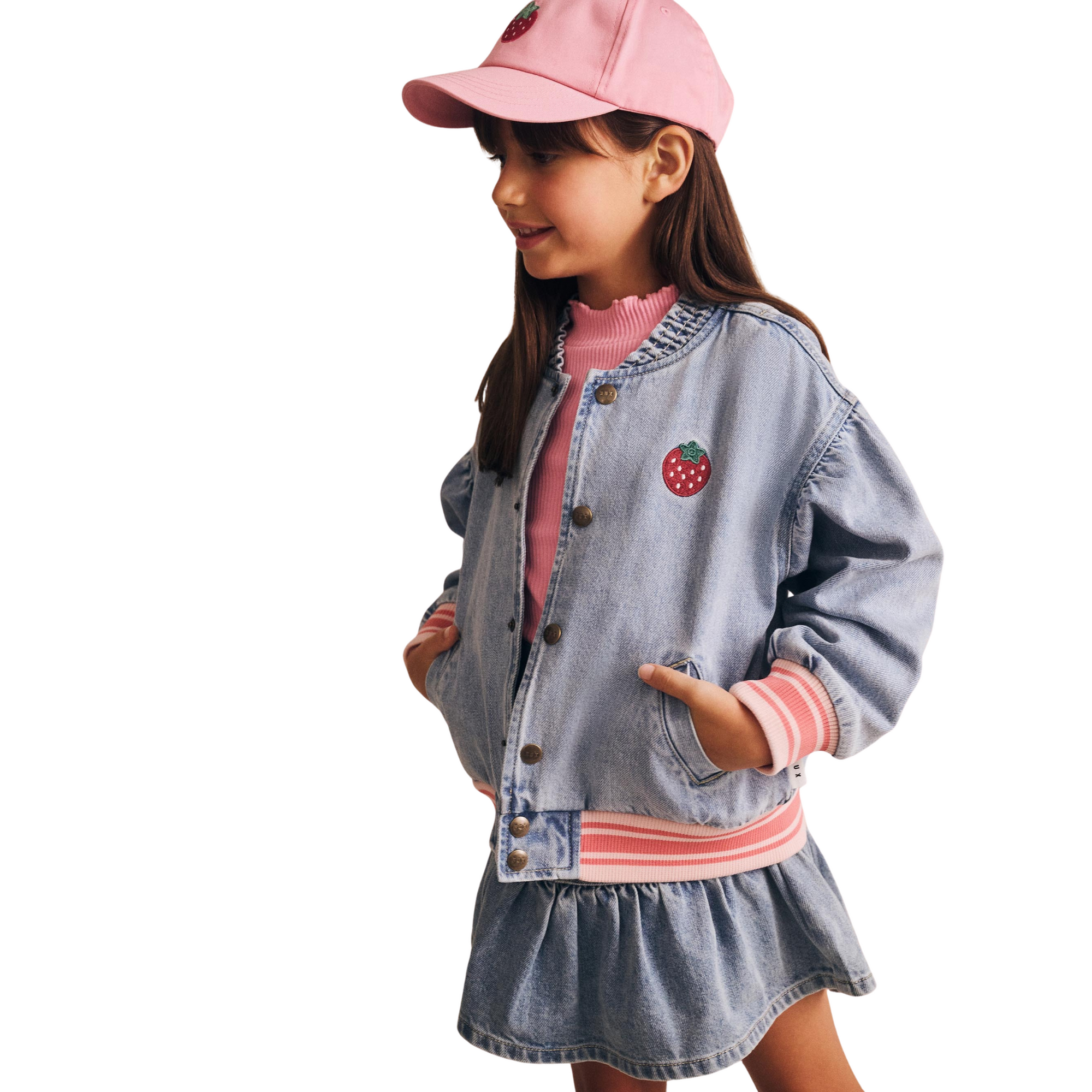 Huxbaby - Dreamy Denim Strawberry Bomber