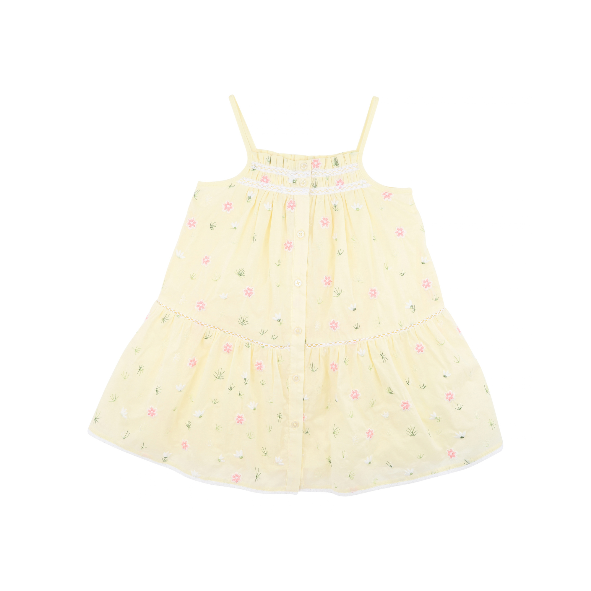 Bébé Pia All Over Embroidery Dress - Lemon