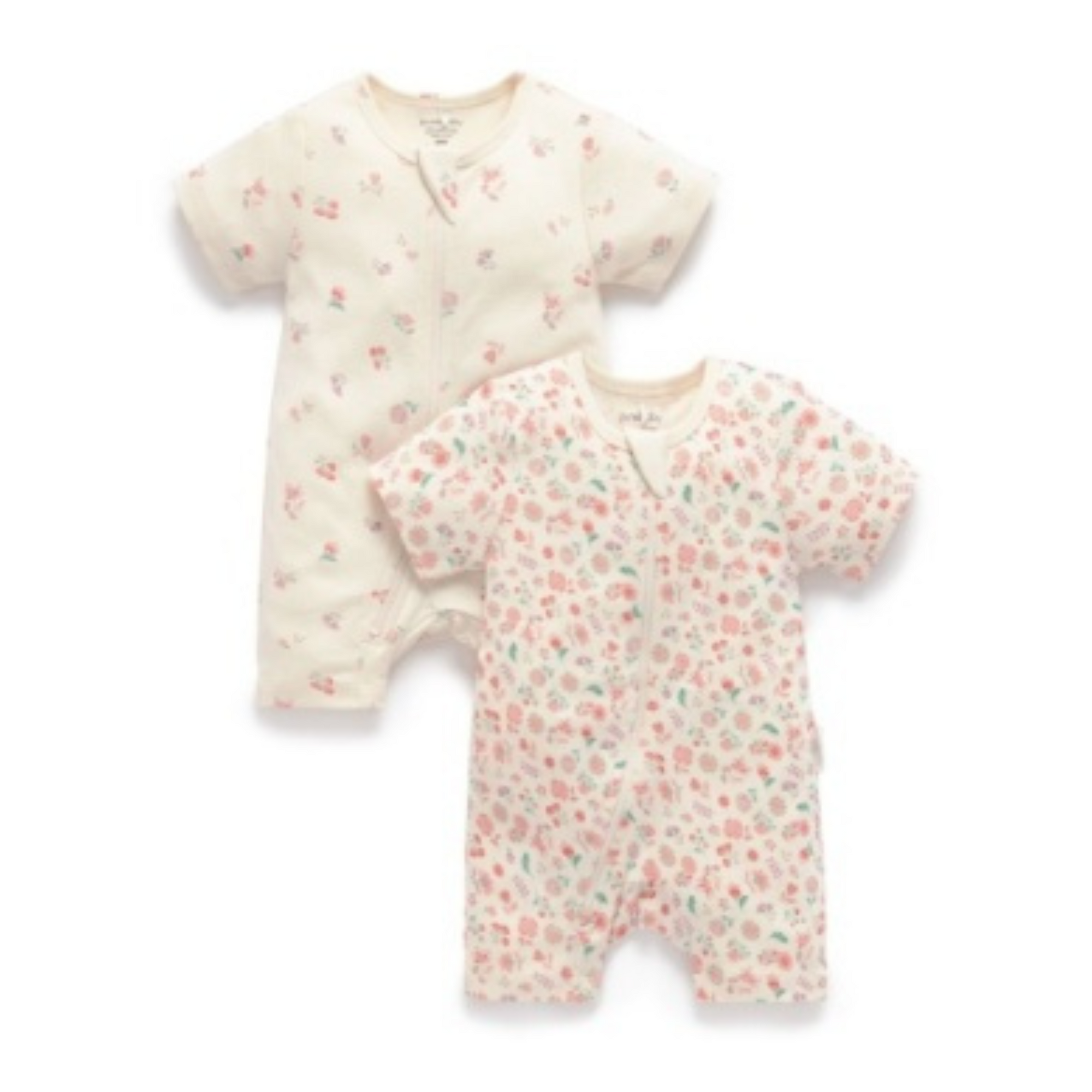 Purebaby 2 Pack S/Slv Digital Growsuit - Emilia Print
