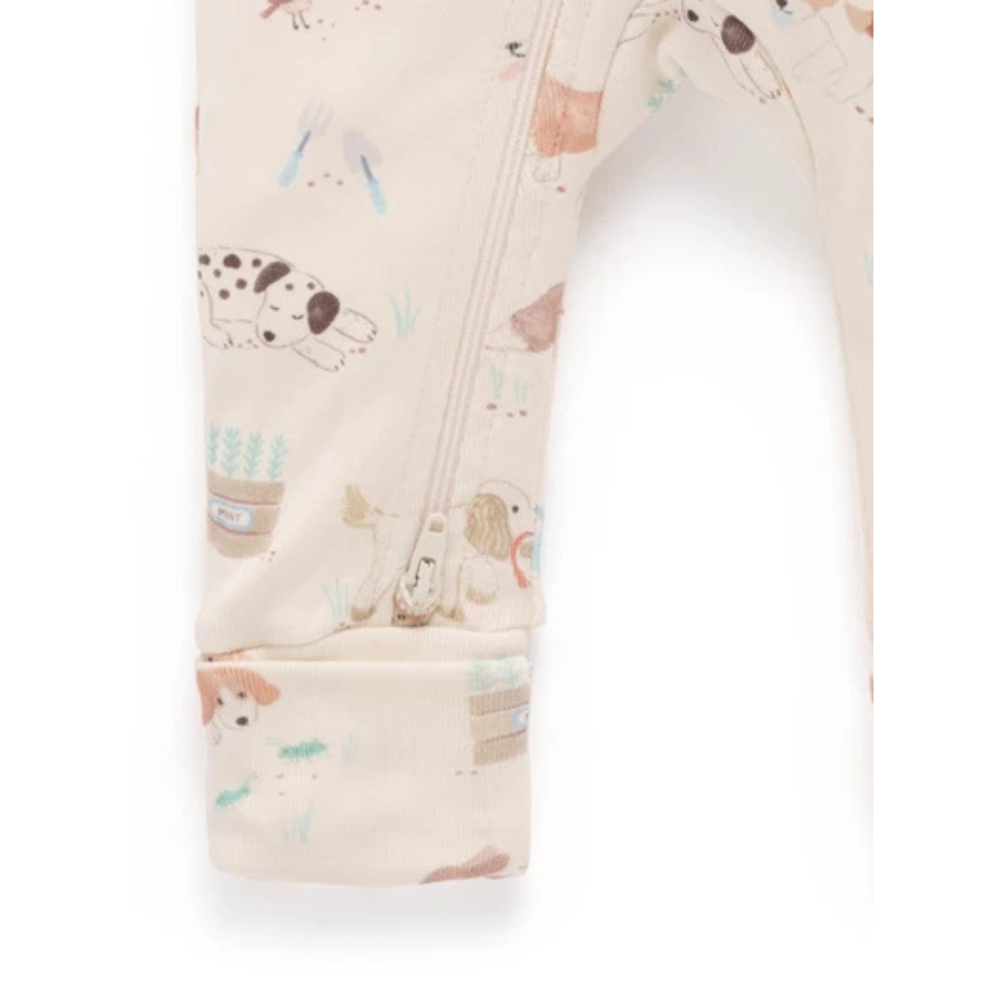 Purebaby Printed Zip Growsuit - Garden Puppy