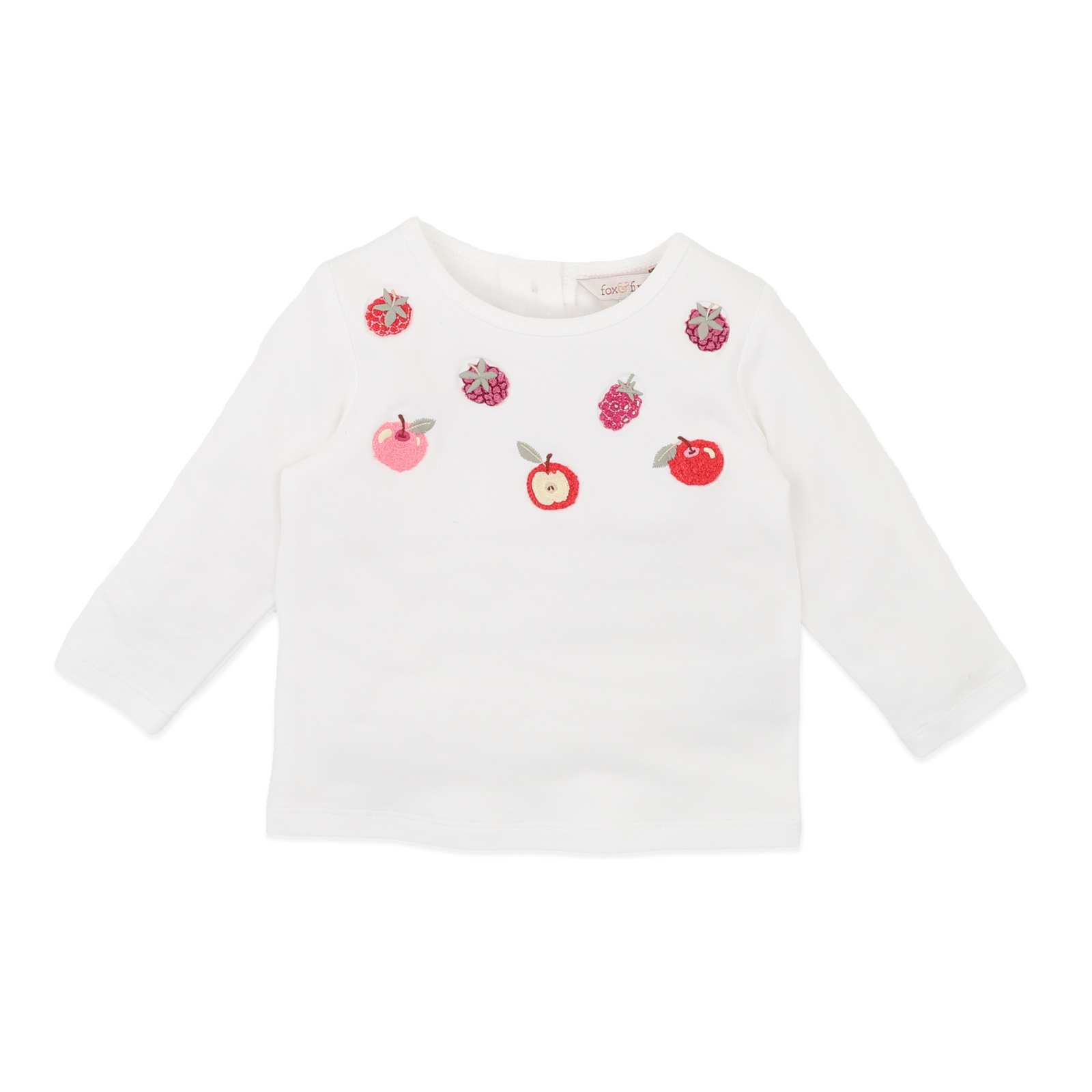 Fox & Finch Orchard Bloom Emb. Fruit Long Sleeve Tee - Cloud
