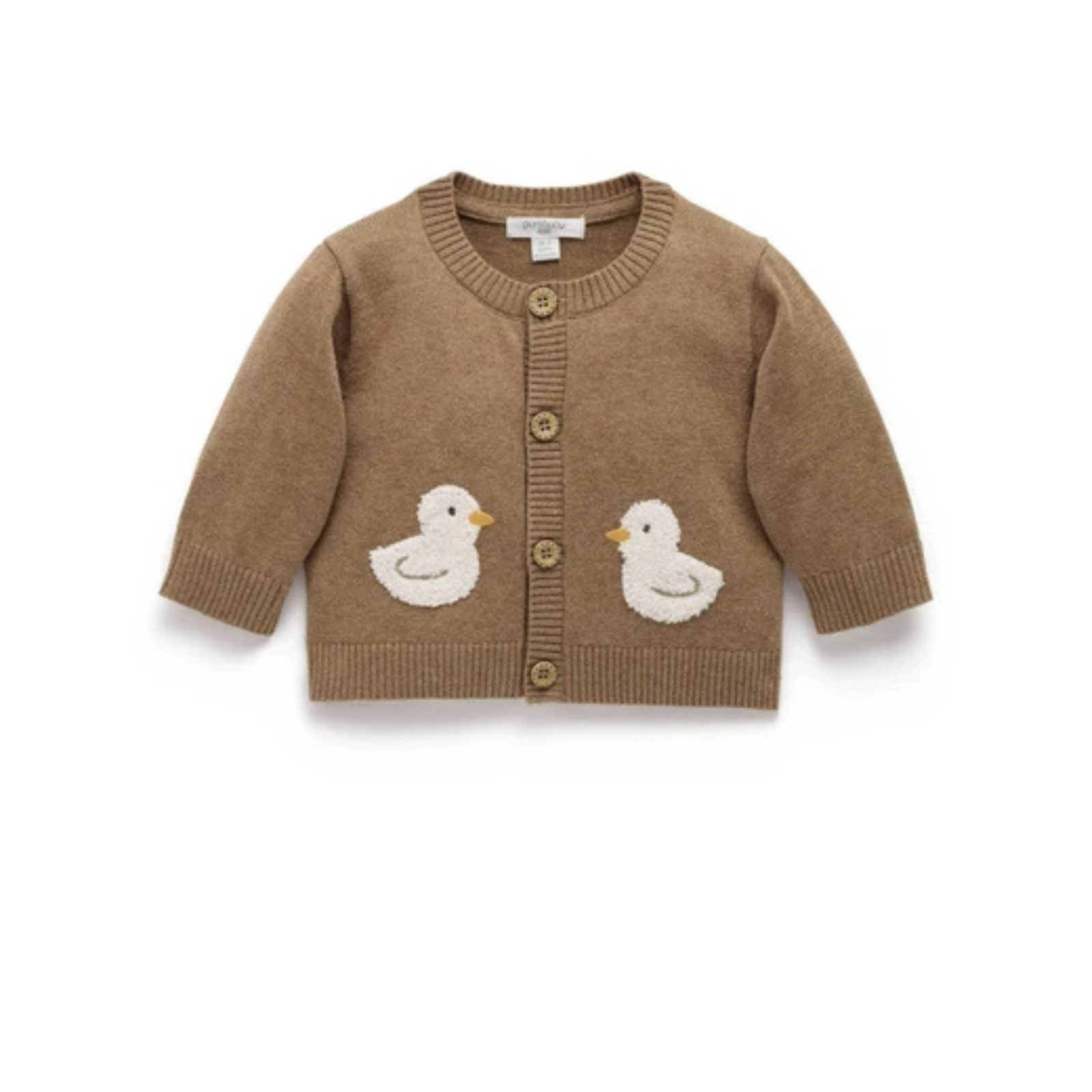 Purebaby Goose Chenille Cardigan - Milk Choc Melange