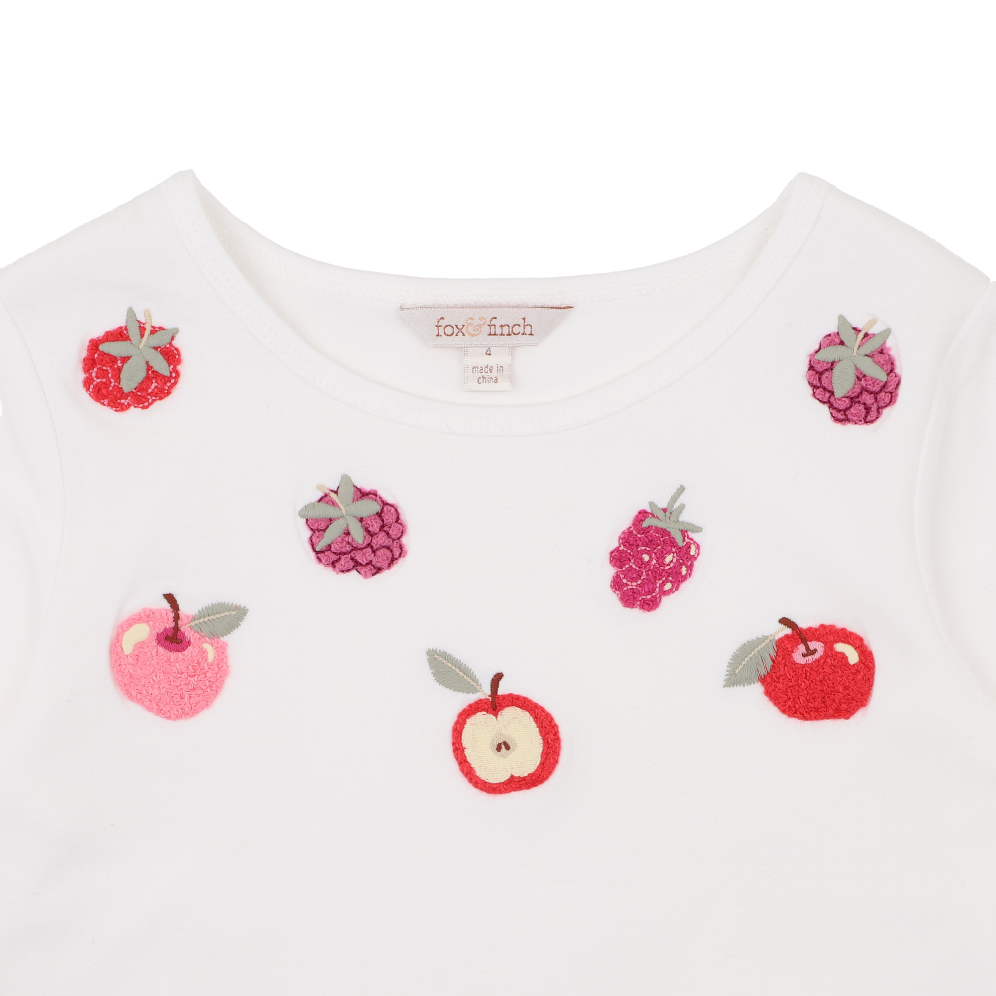 Fox &amp; Finch Orchard Bloom Emb. Fruit Long Sleeve Tee - Cloud