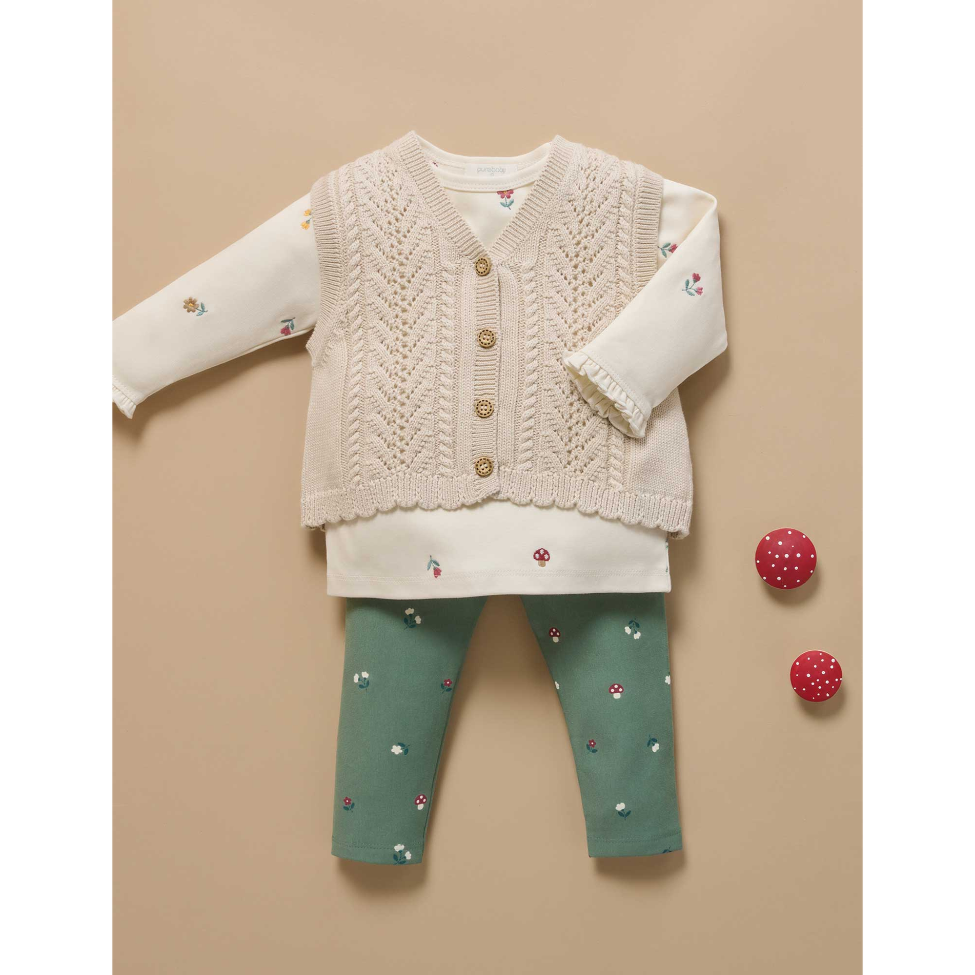 Purebaby Thick Leggings with Pockets - Glade Print