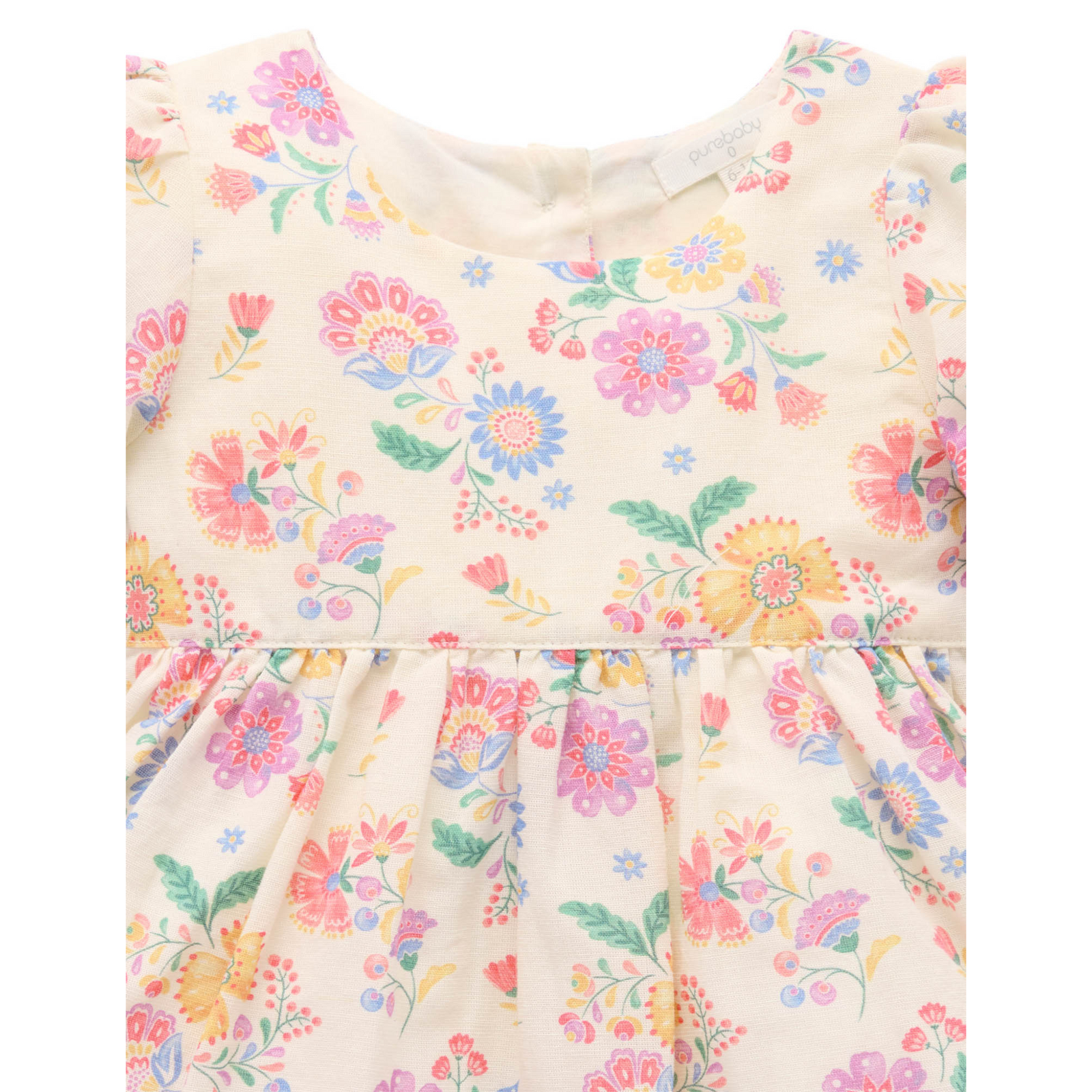 Purebaby Linen Blend Dress - Mexican Floral