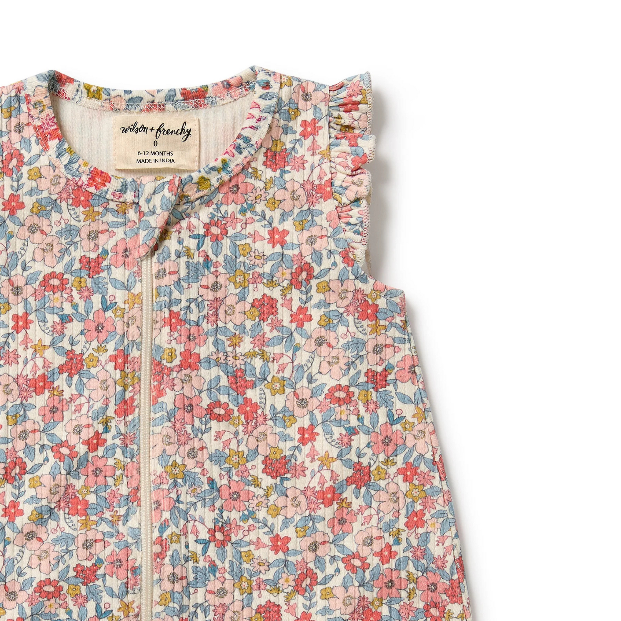 Wilson &amp; Frenchy Summer Bloom Organic Ruffle Zipsuit - Summer Bloom