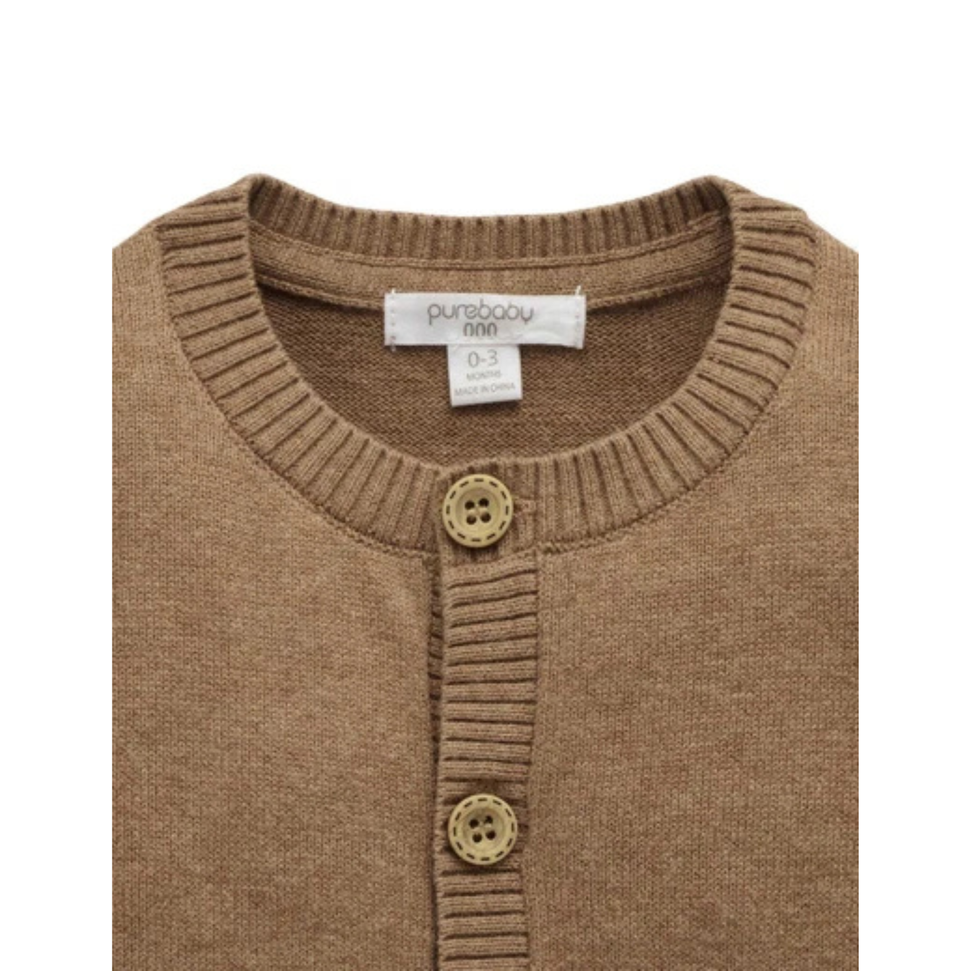 Purebaby Goose Chenille Cardigan - Milk Choc Melange