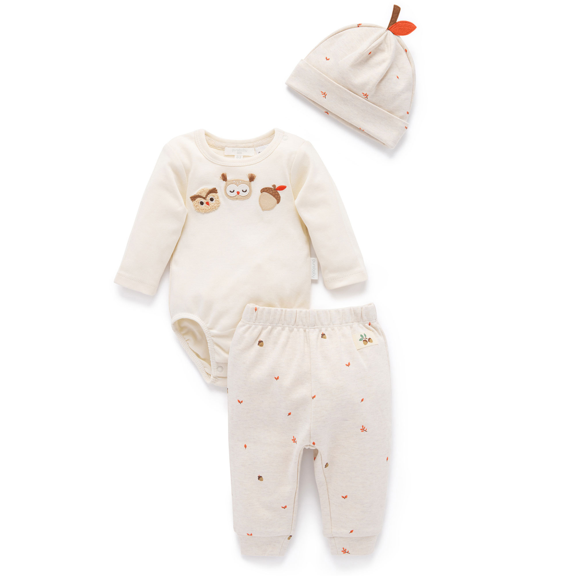 Purebaby 3 Piece Gift Set - Oak Leaf Print