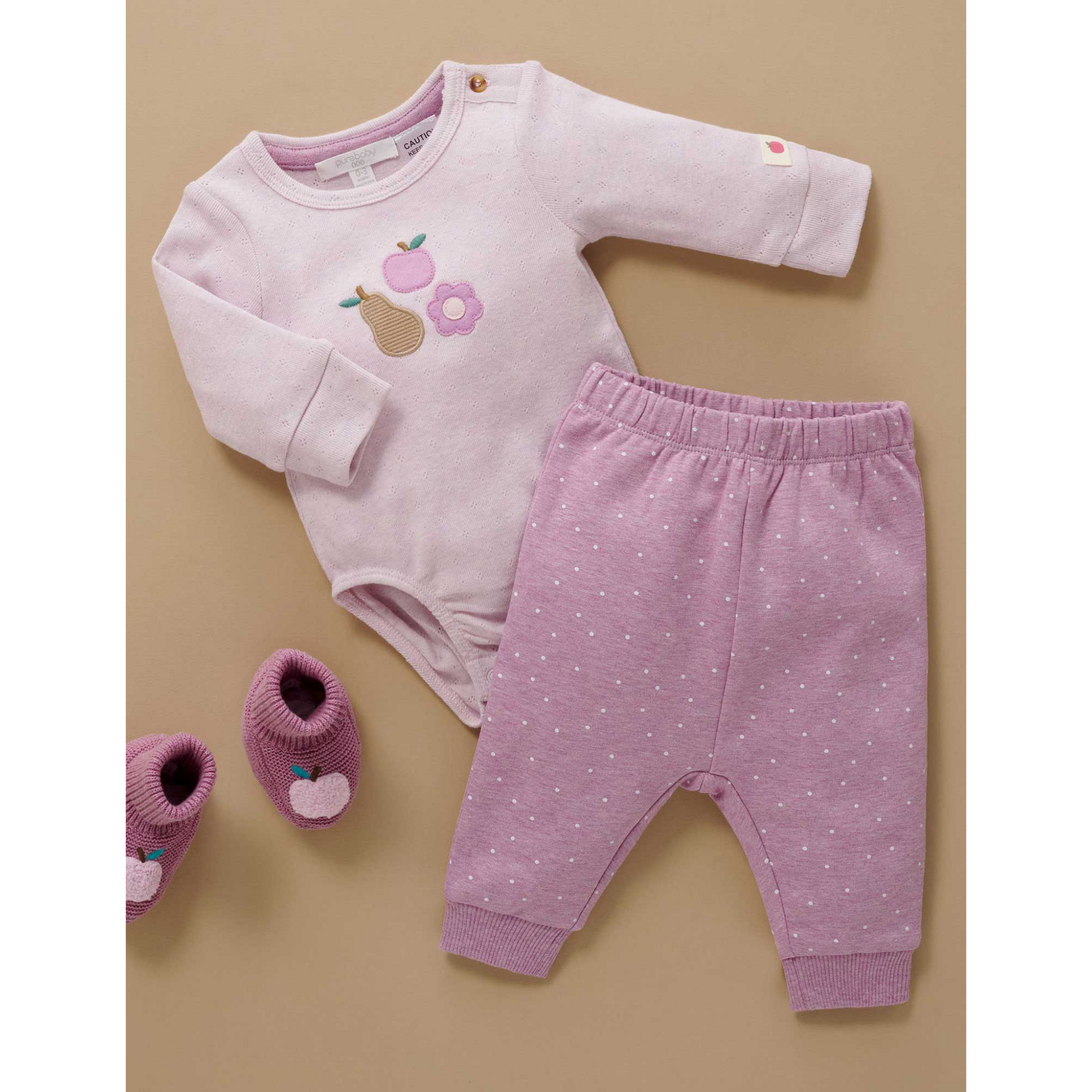 Purebaby Applique Bodysuit - Primrose Melange