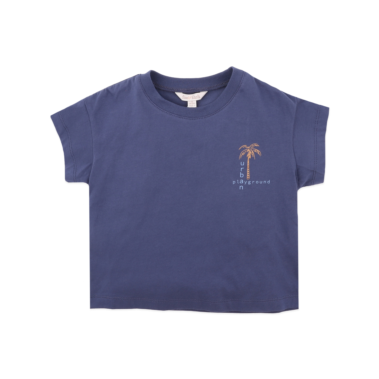 Fox & Finch Casablanca Organic Palm Tee - Moonlight Blue