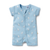 Wilson &amp; Frenchy Sunny Seagulls Organic Pointelle Boyleg Zipsuit - Sunny Seagulls